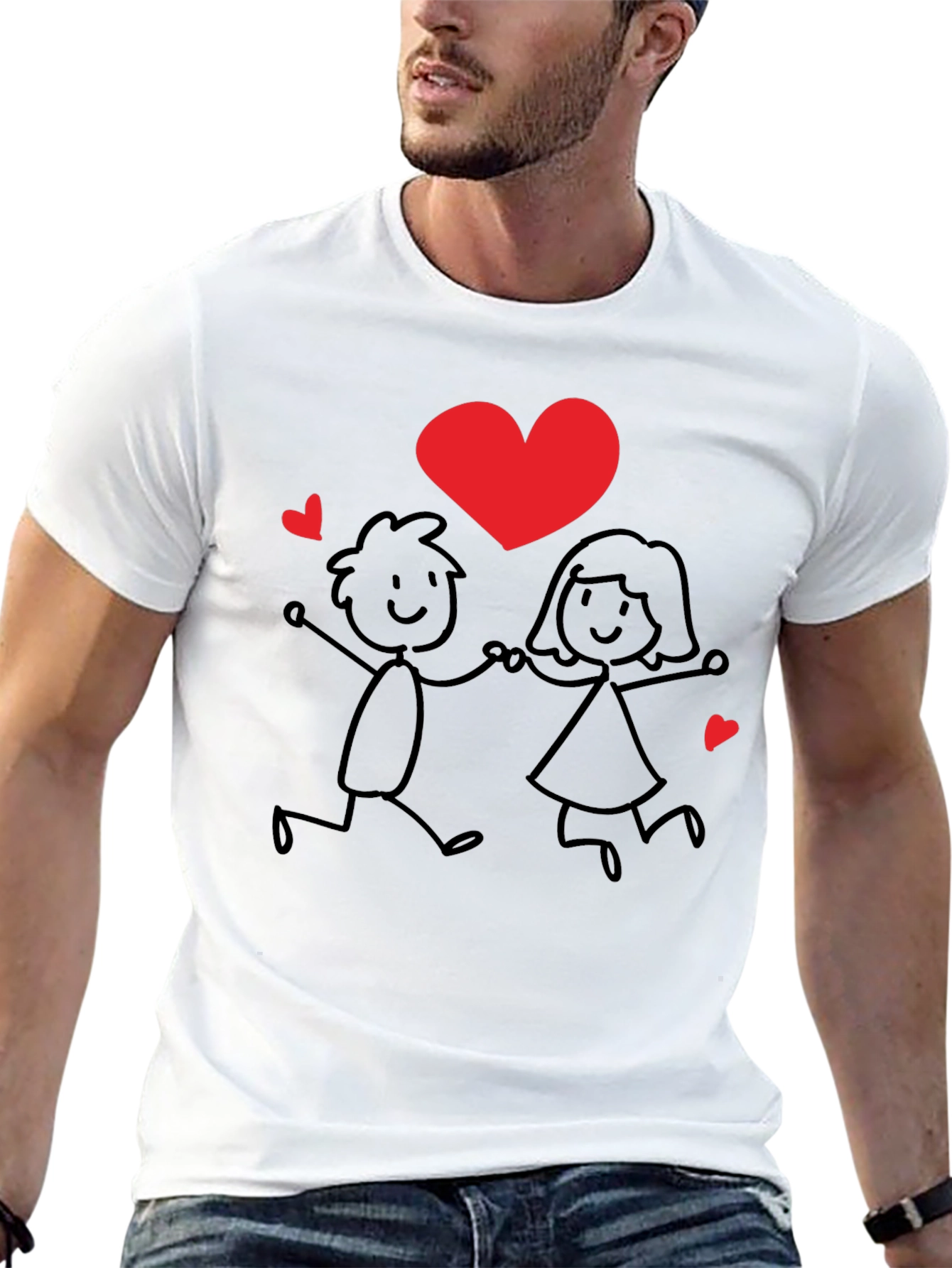 Black Love Couple Graphic Tee - Unisex Black T-Shirt view 13