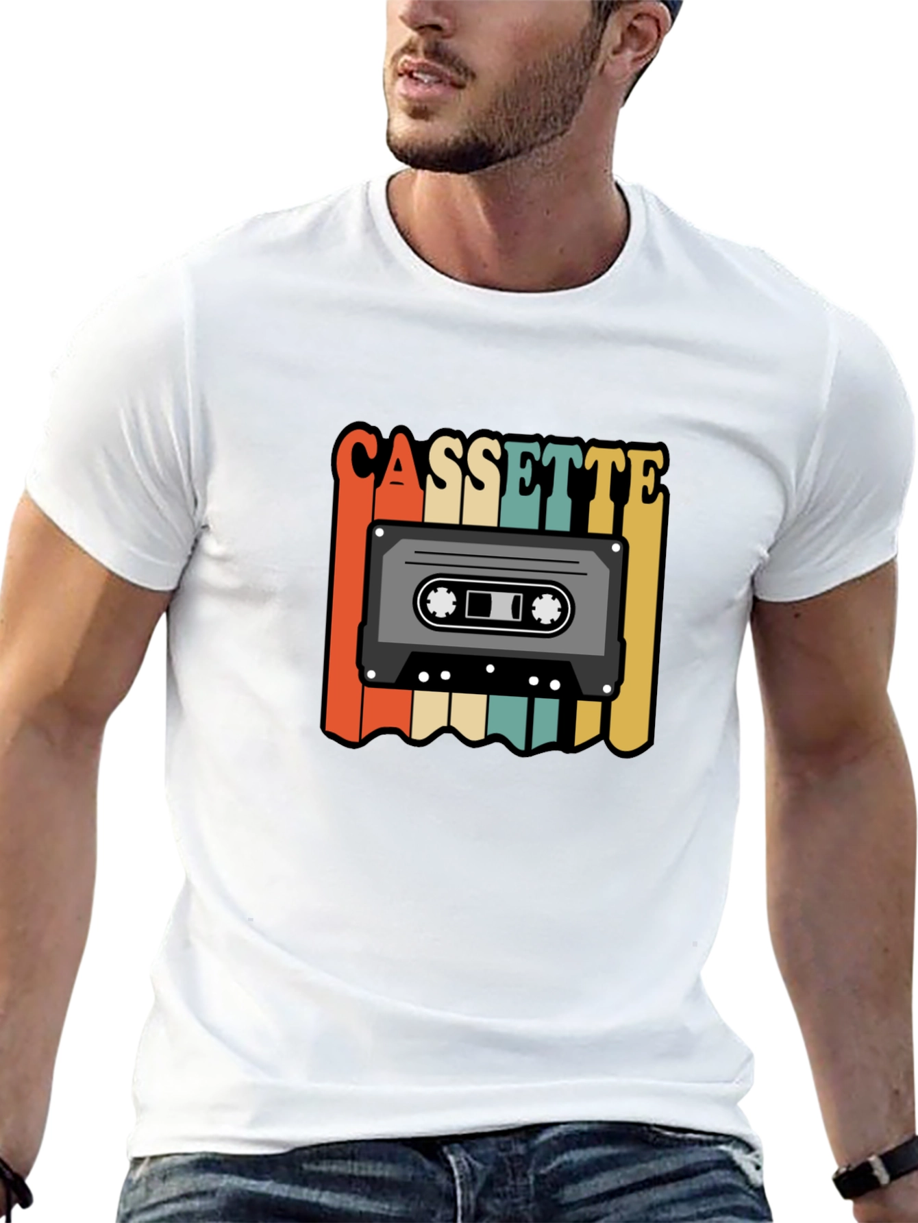Black Retro Cassette Tape Graphic Tee view 13