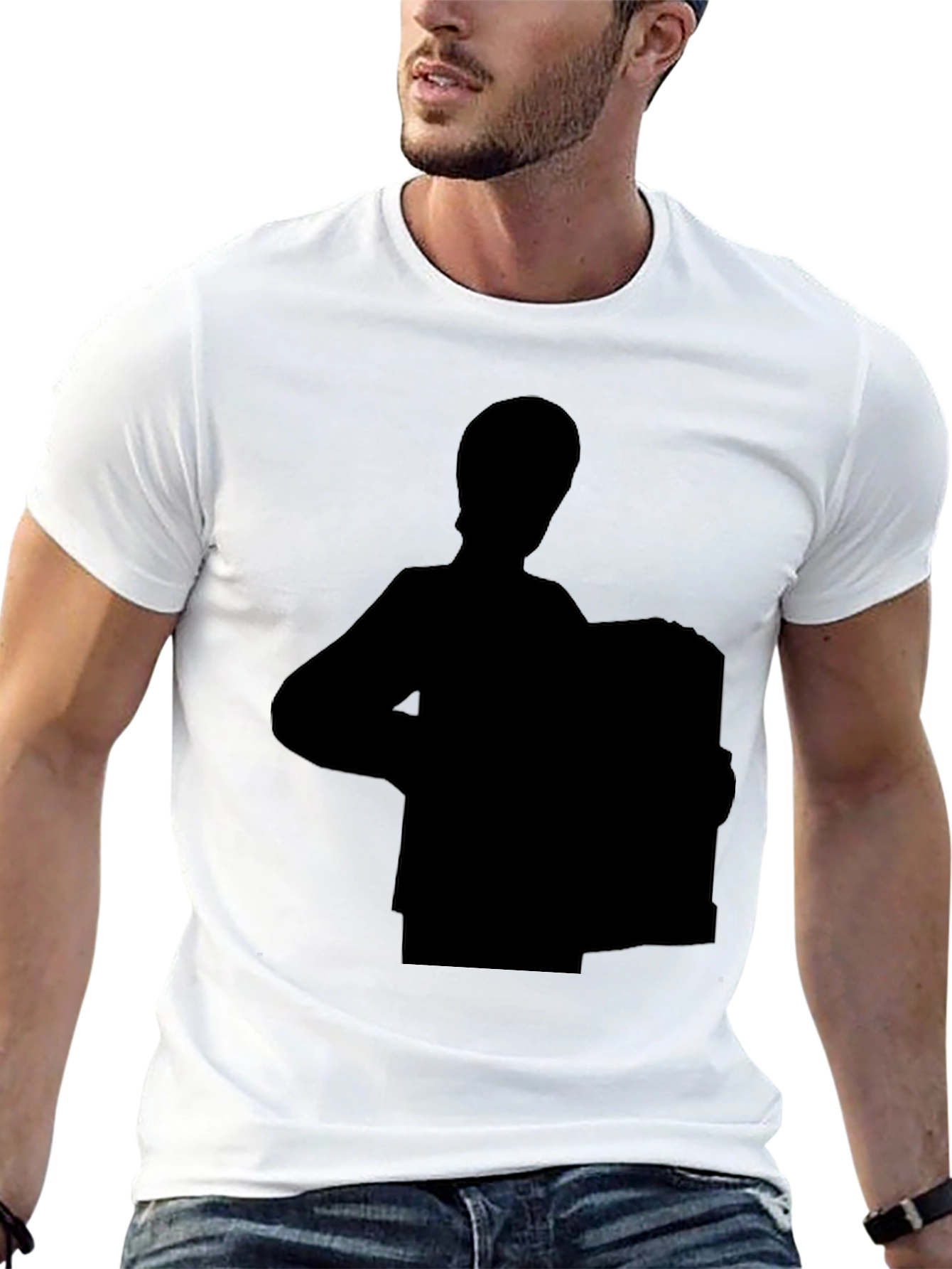 Black Men's Black Graphic Tee view 13