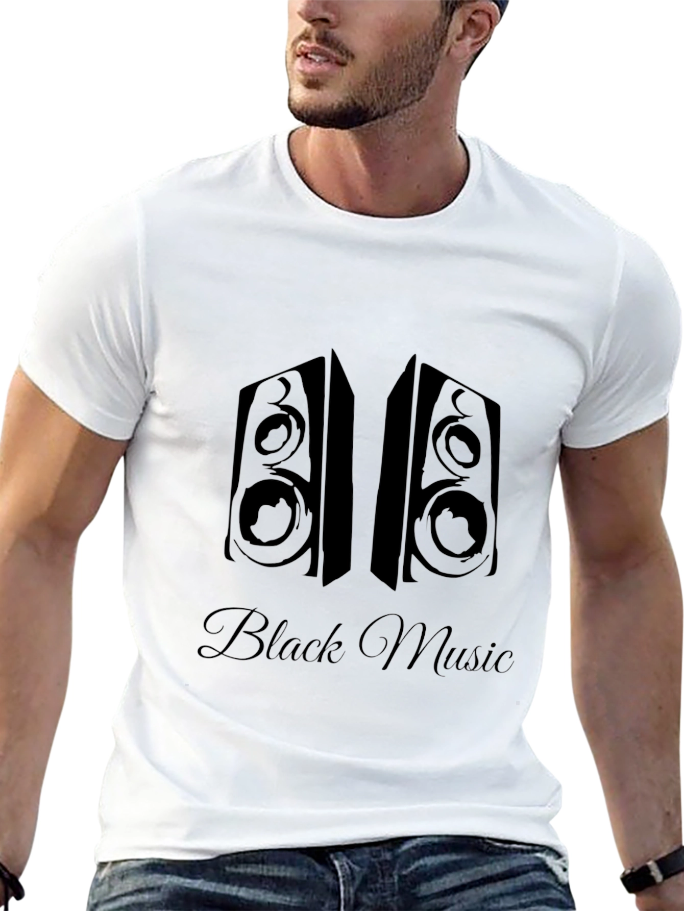 Black Black Music Speaker T-Shirt - Stylish Graphic Tee view 13