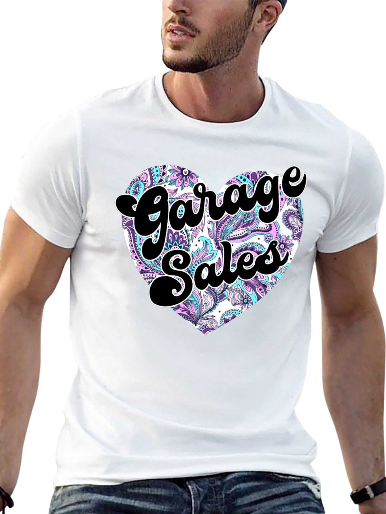 Black Garage Sales Heart Graphic Tee view 13