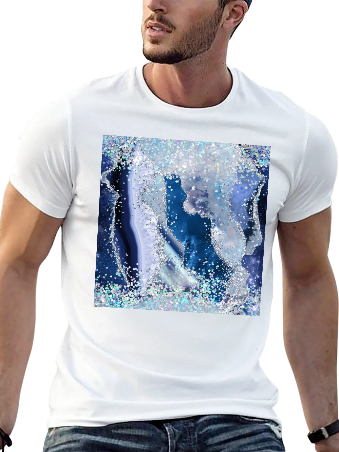 Black Blue Geode Glitter Graphic Tee view 13