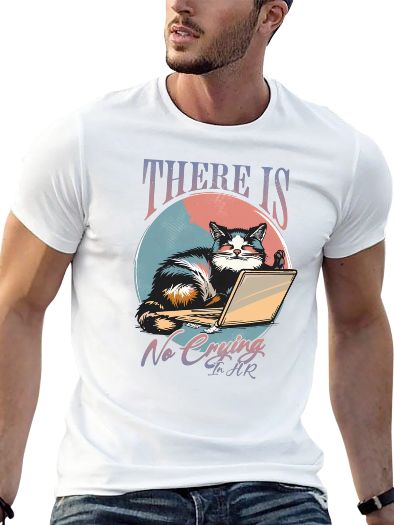 Black There Is No Crying In HR Cat T-Shirt view 13