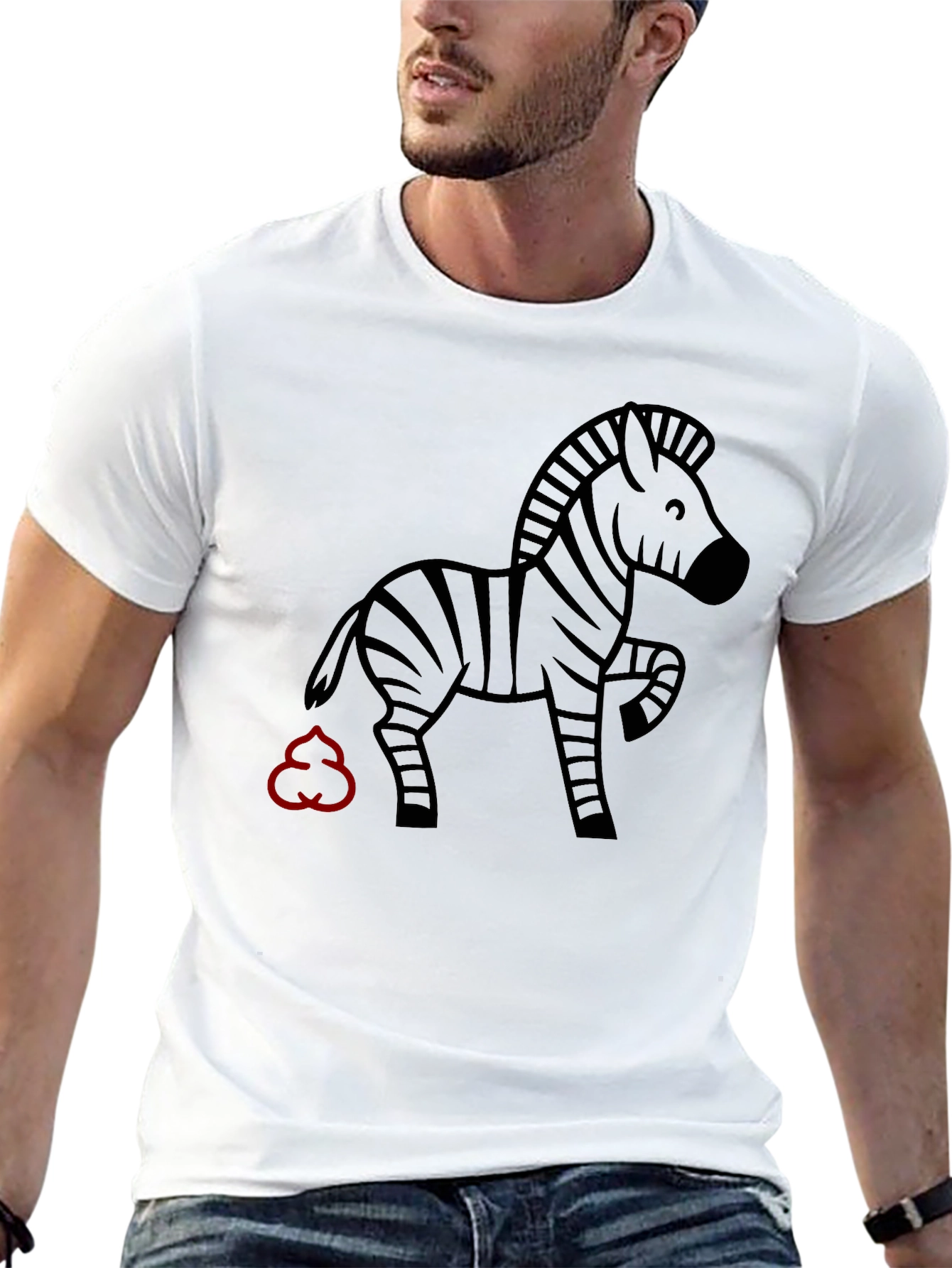 Black Funny Zebra Graphic Black T-Shirt view 13