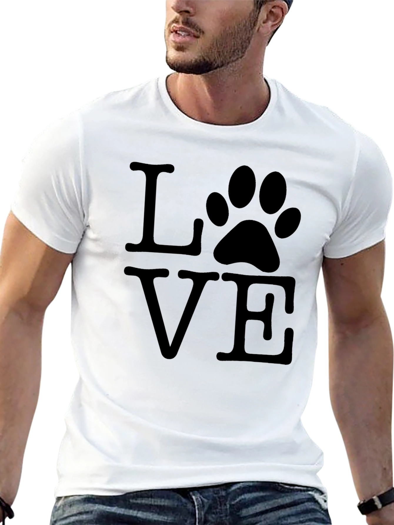 Black Love Paw Print Graphic T-Shirt - Casual Wear view 13