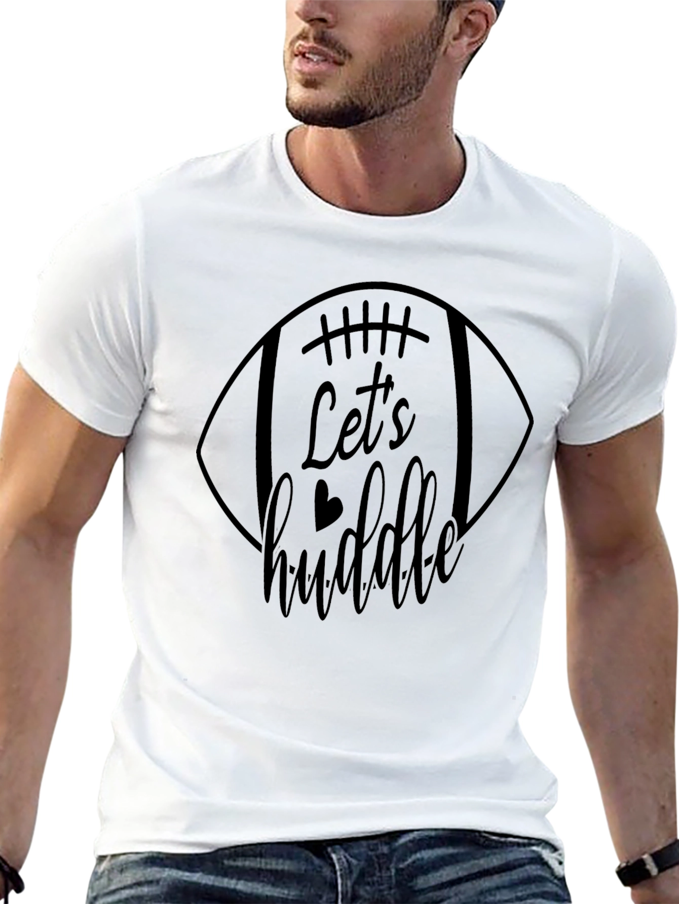 Black Let's Huddle Football Graphic Tee view 13