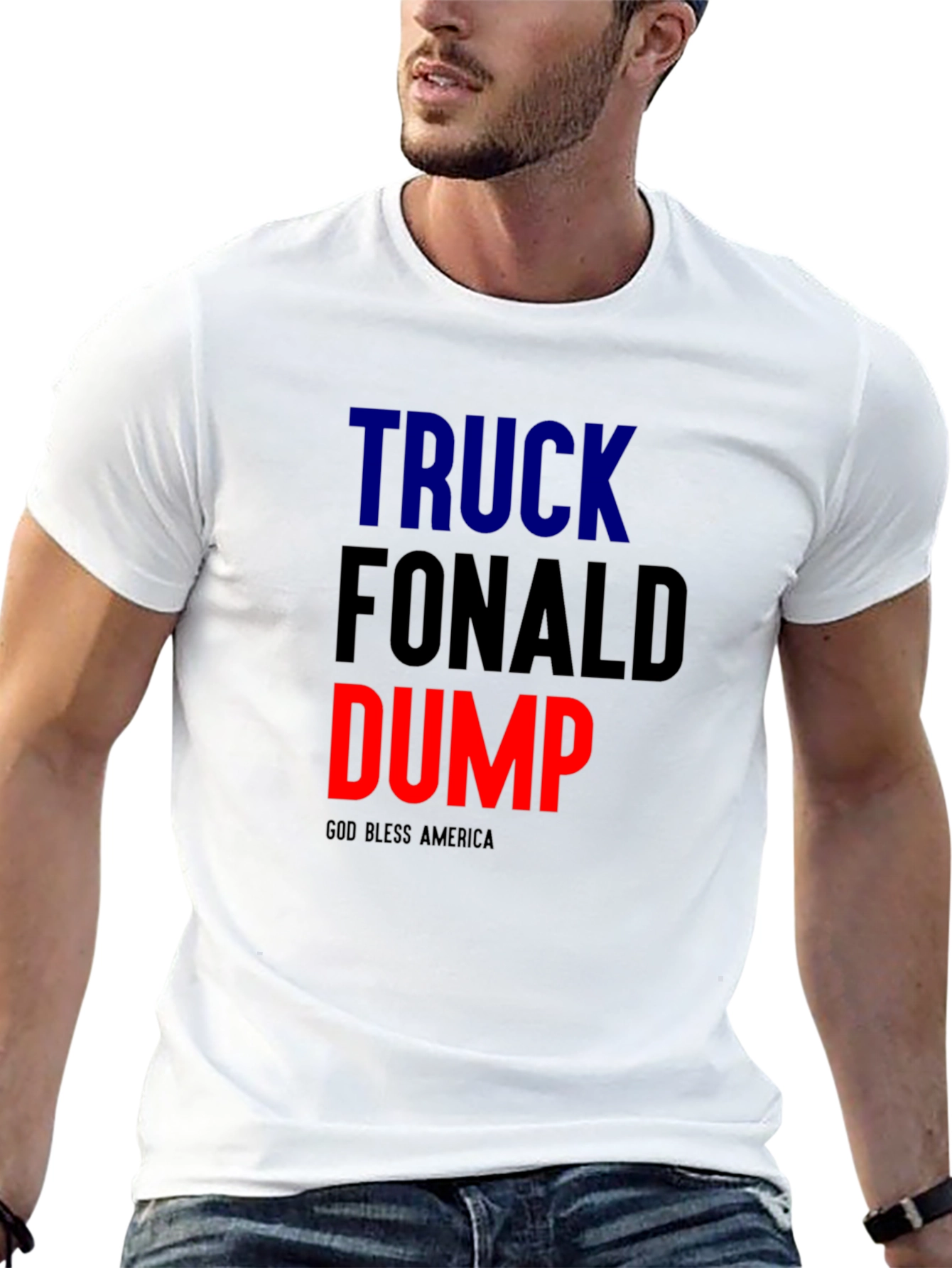 Black Truck Fonald Dump Slogan Graphic Tee view 13