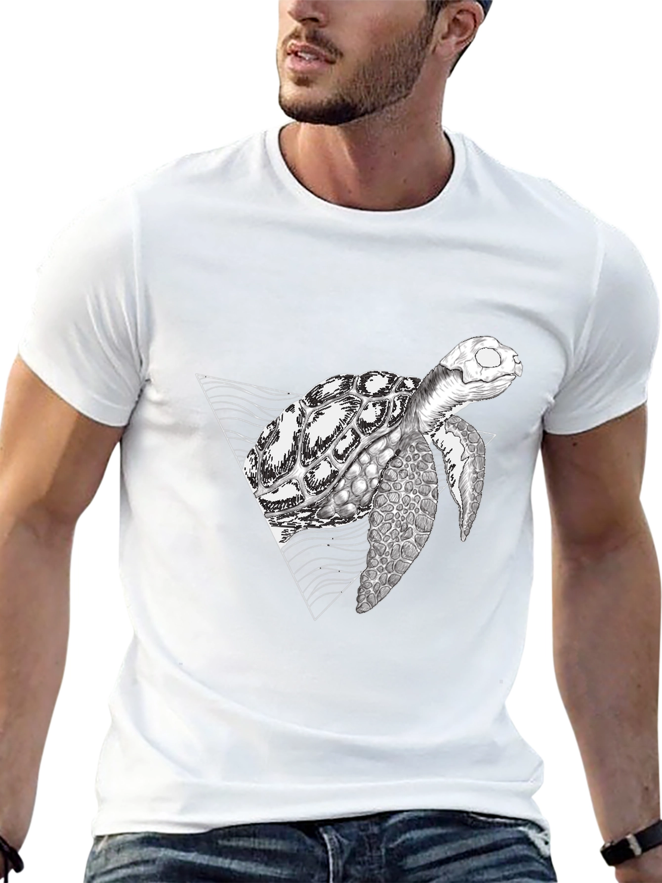 Black Geometric Turtle Black T-Shirt view 13
