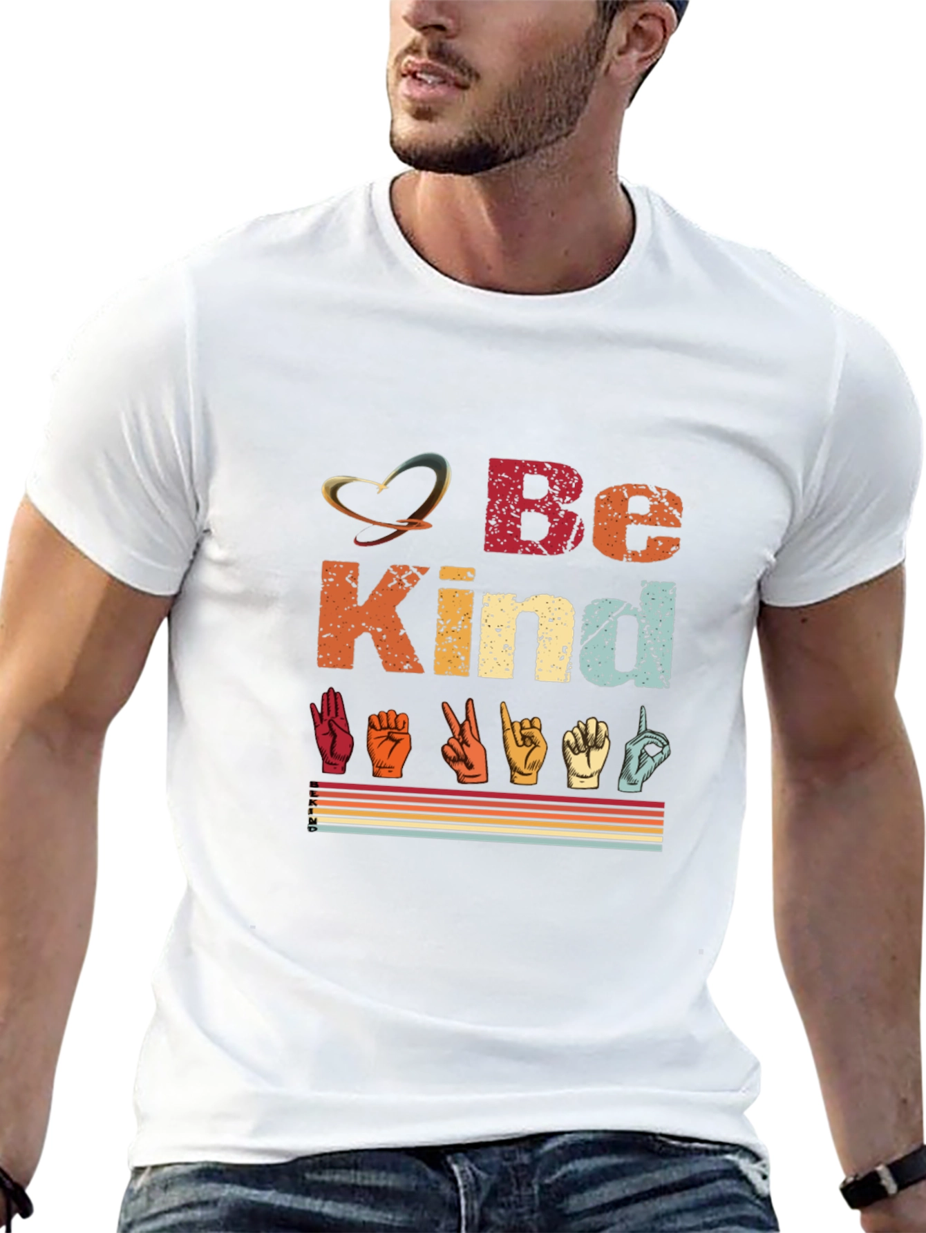 Black Be Kind Sign Language T-Shirt view 13