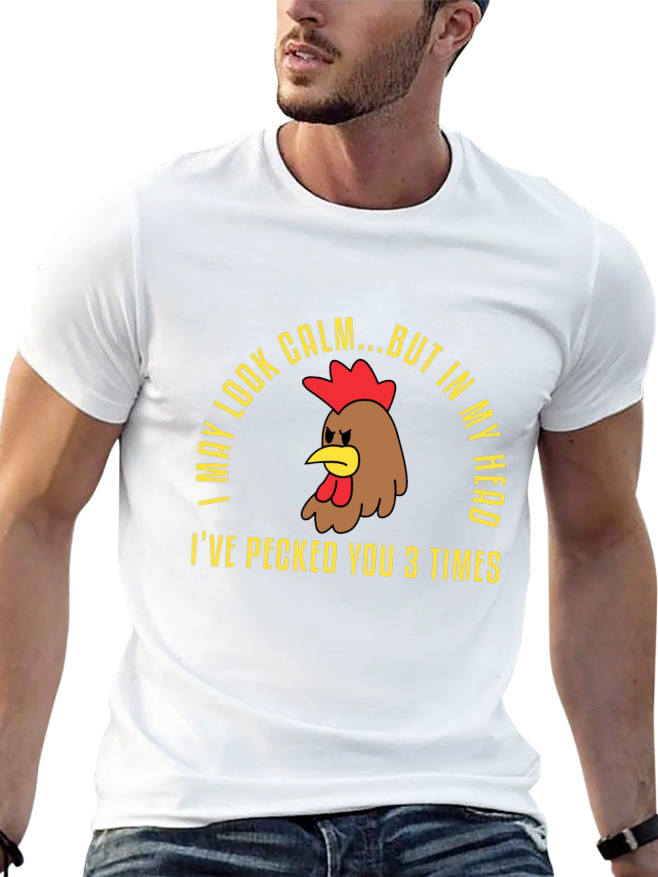 Black Calm Chicken Graphic Tee - Funny Humor T-Shirt view 13