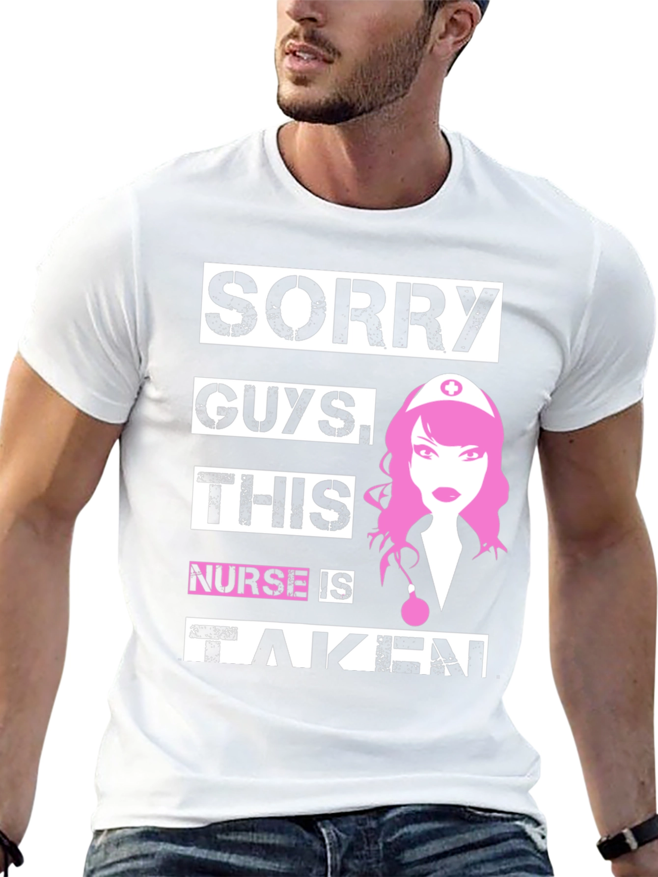 Black Sorry Guys This Nurse is Taken Novelty T-Shirt view 13