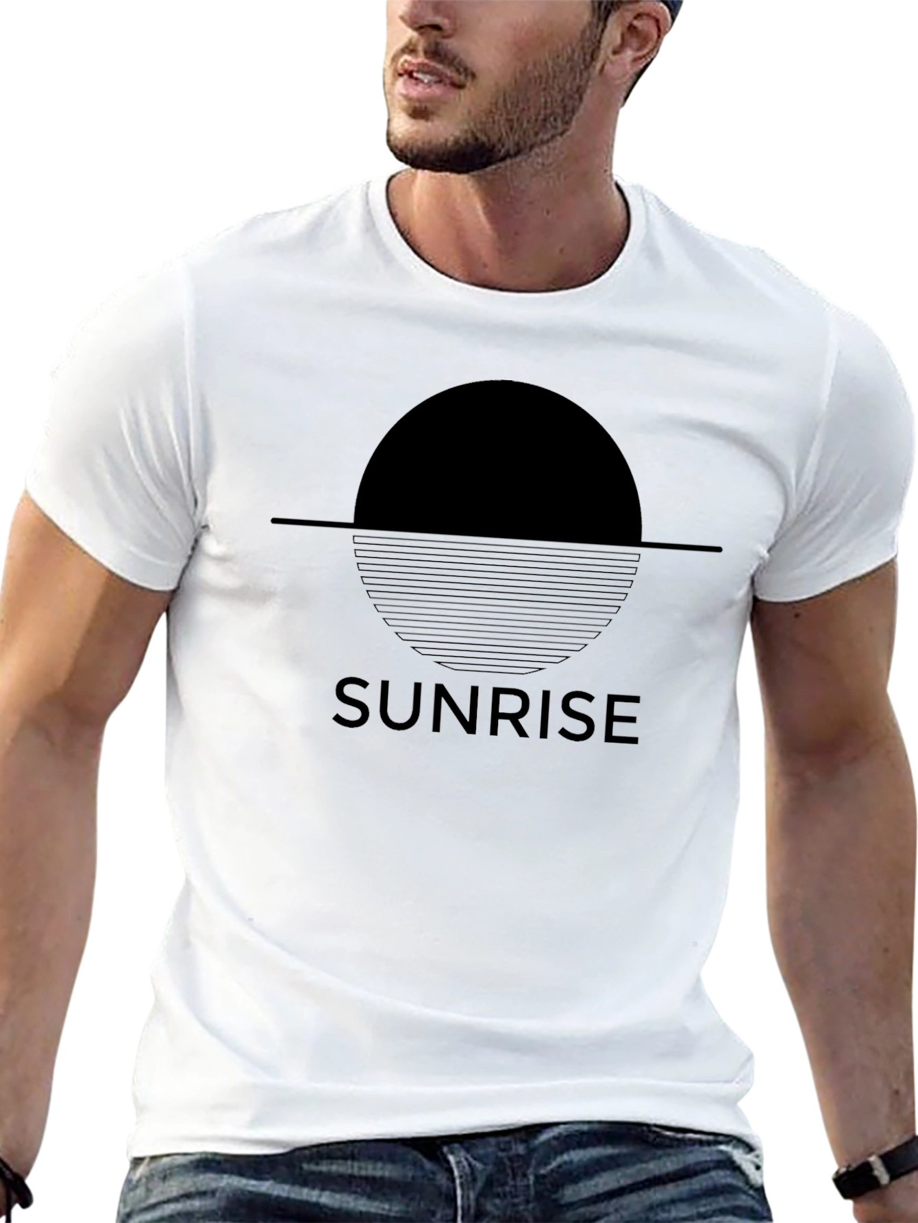 Black Sunrise Graphic T-Shirt - Minimalist Design view 13