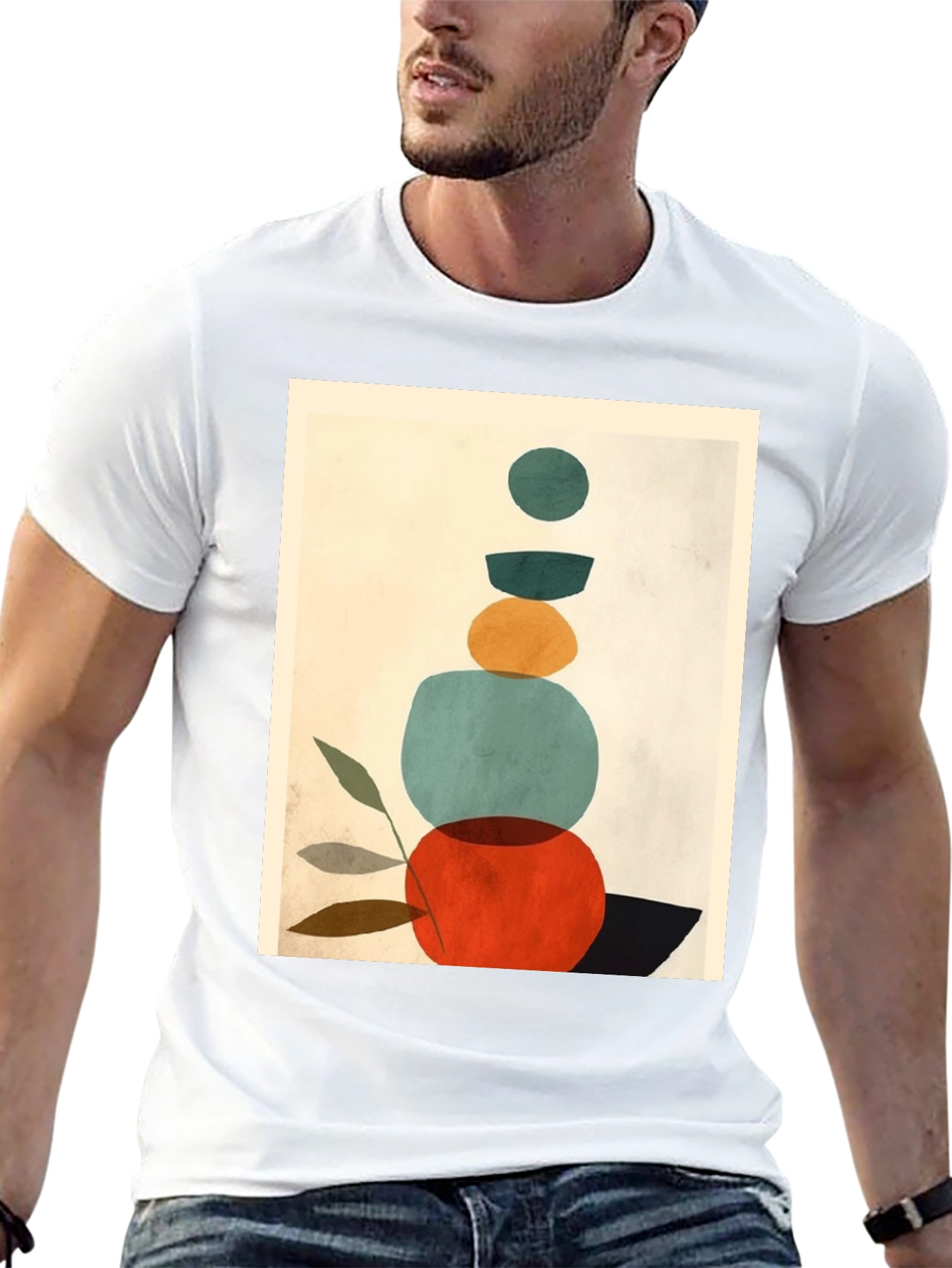 Black Modern Abstract Art Graphic Tee - Unisex Black T-Shirt view 13