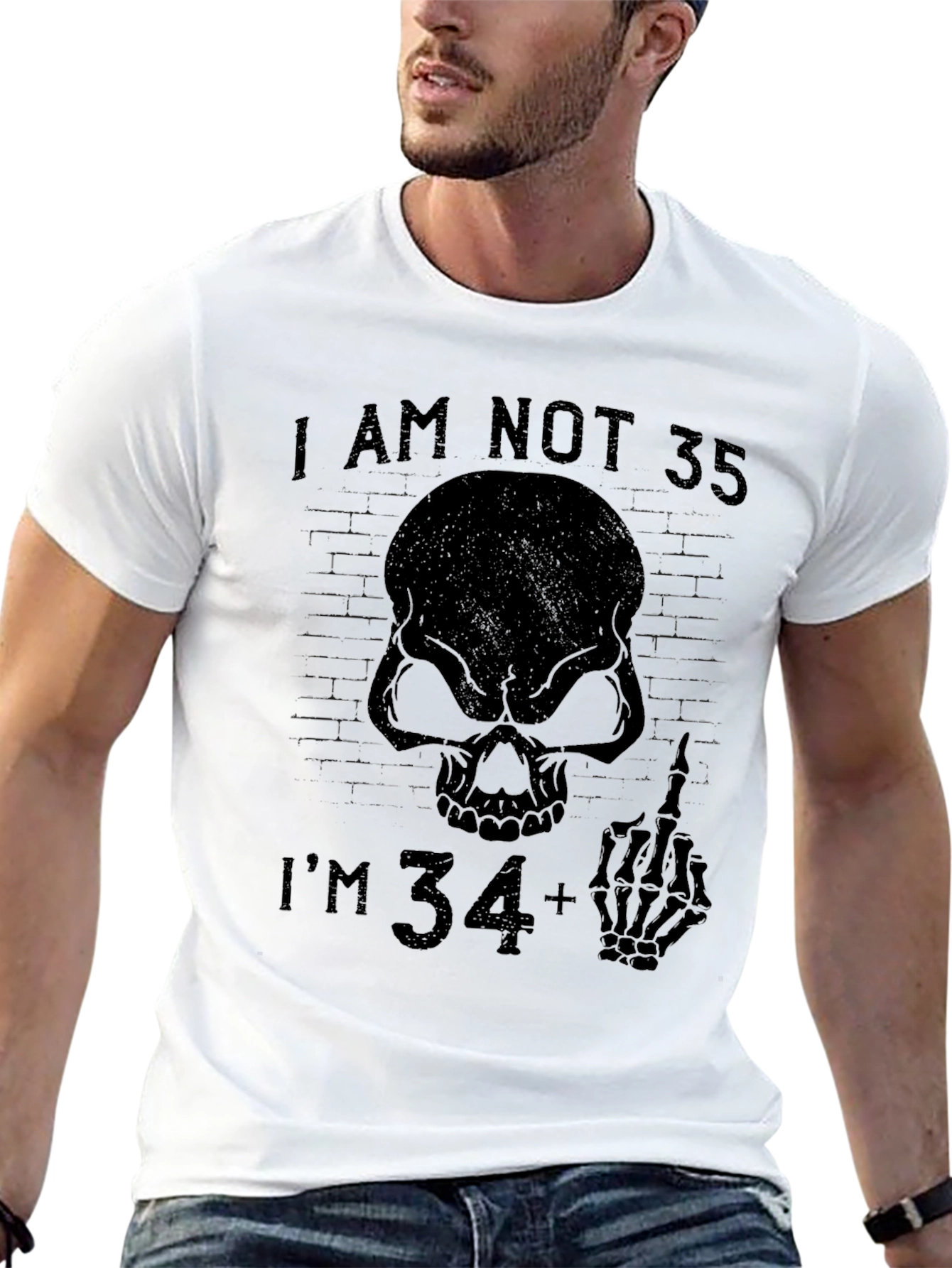 Black I'm Not 35 I'm 34+ Black T-Shirt view 13