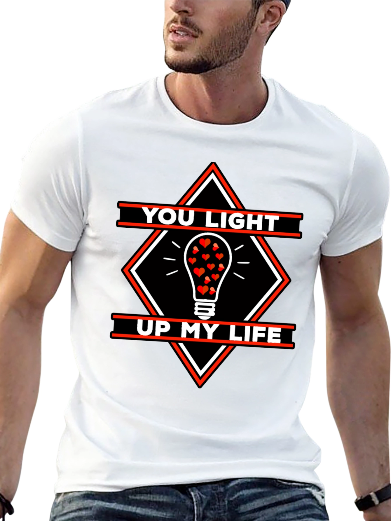 Black Romantic Love You Light Up My Life Graphic T-Shirt view 13