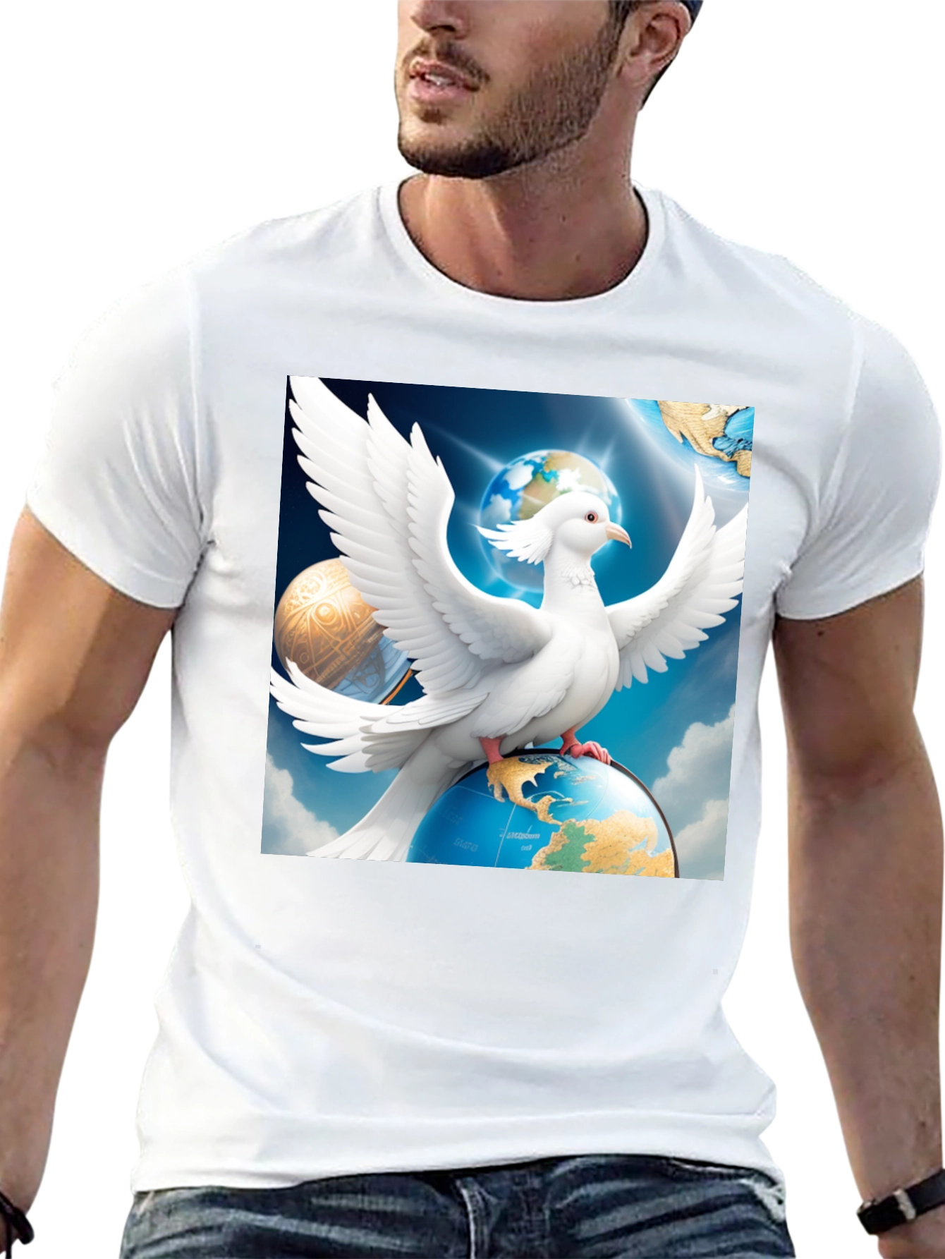 Black Dove Peace Globe Black T-Shirt view 13