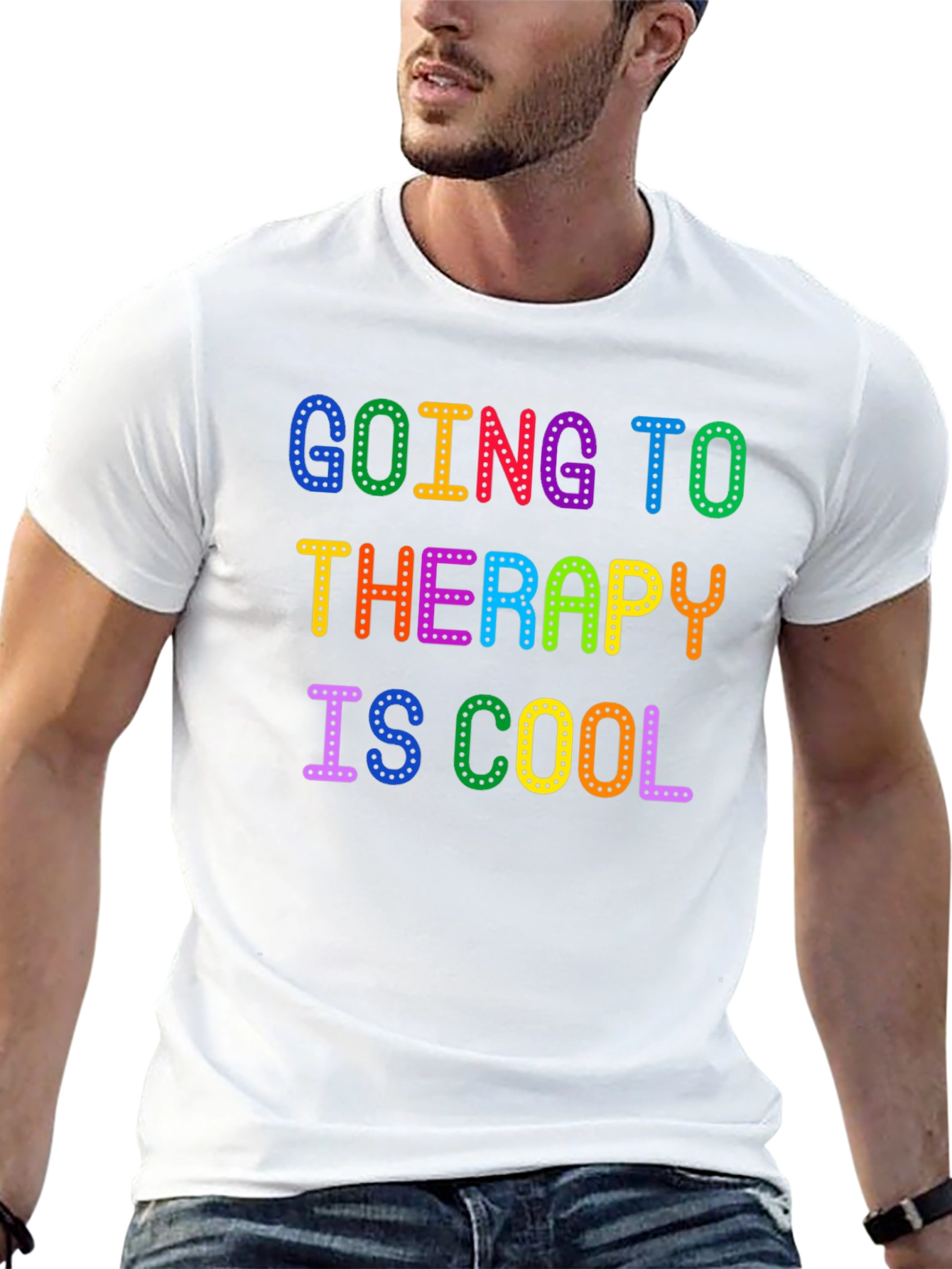 Black Going to Therapy is Cool Graphic T-Shirt view 13