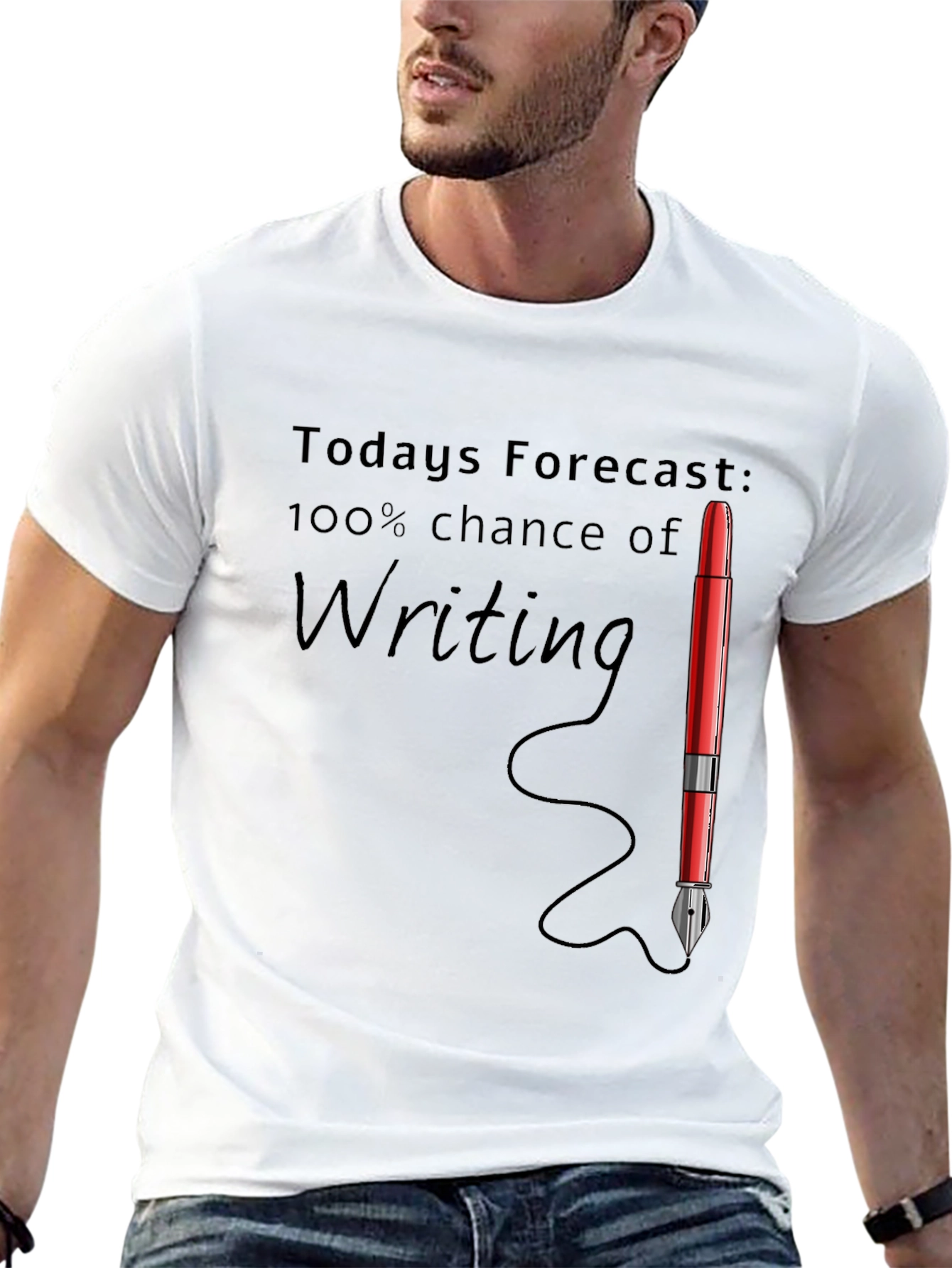 Black Writer's Forecast T-Shirt - 100% Chance of Writing! view 13