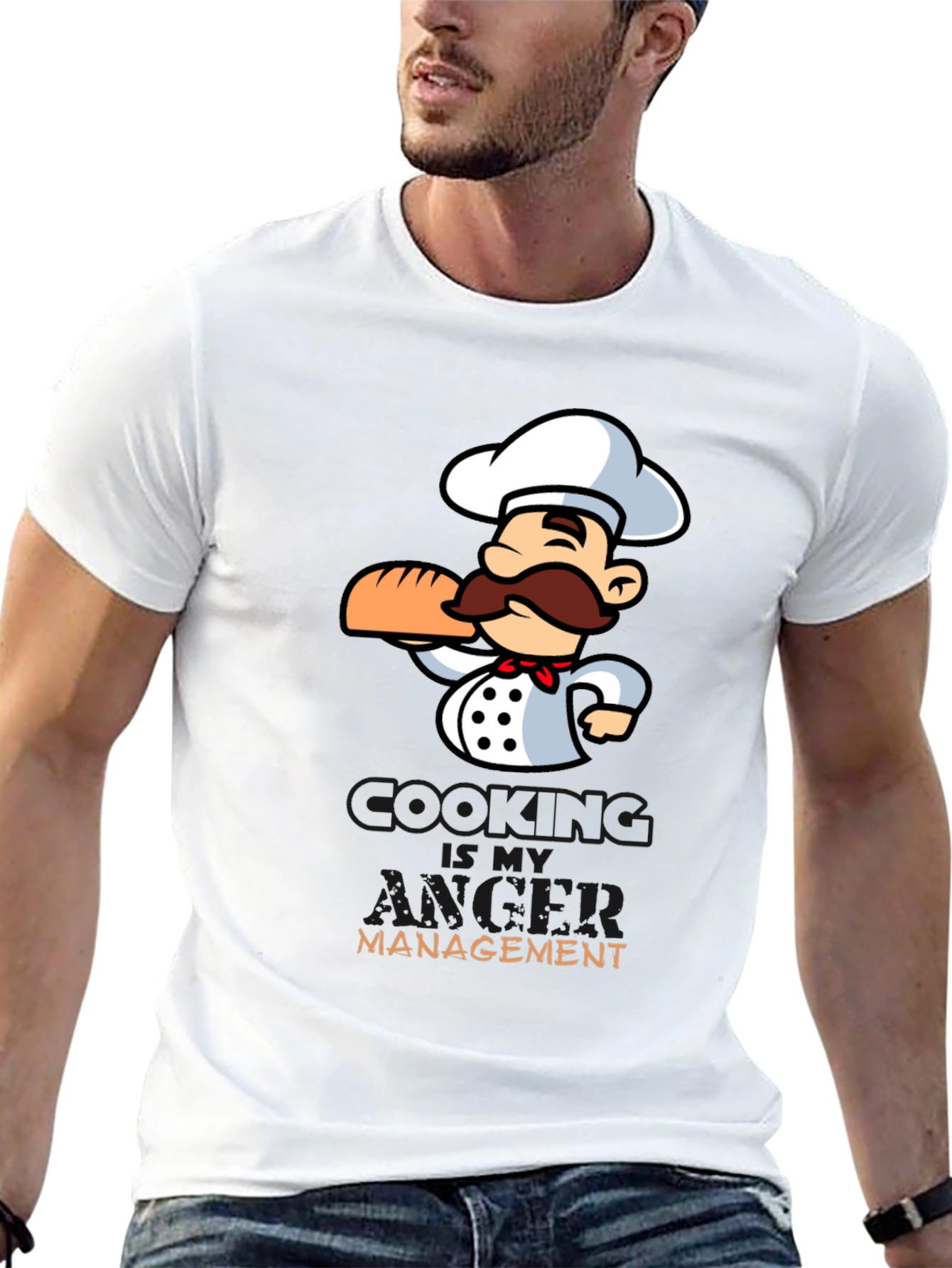 Black Chef Cartoon Graphic T-Shirt - Cooking Management view 13