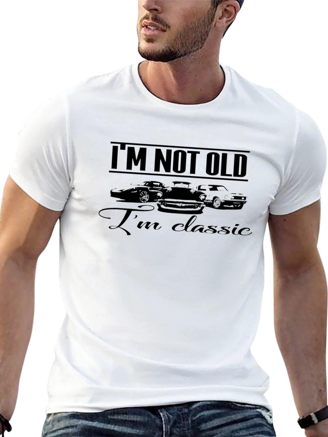 Black Classic Cars Graphic Tee - "I'm Not Old" view 13