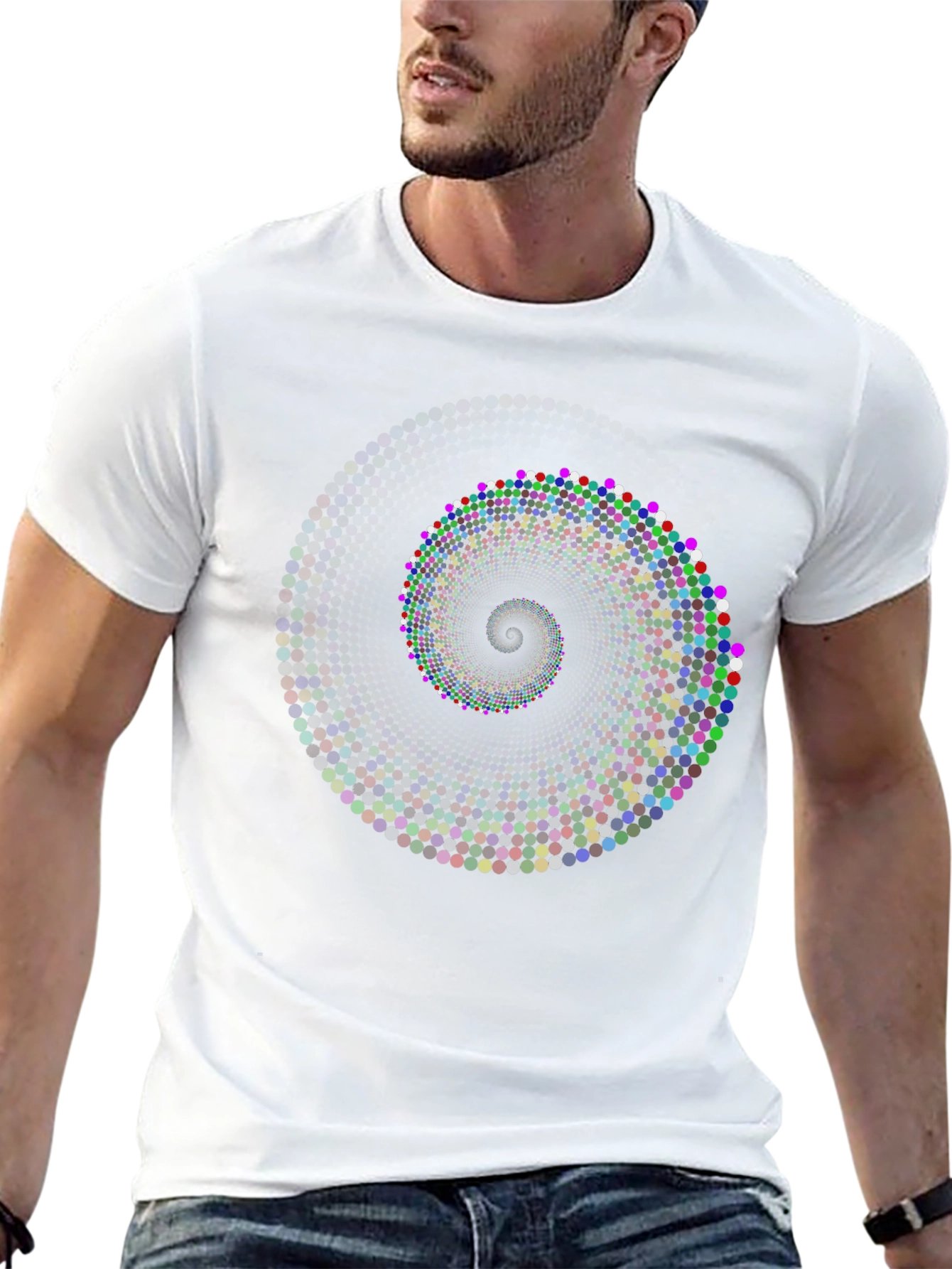 Black Spiral Dot Graphic Black T-Shirt view 13