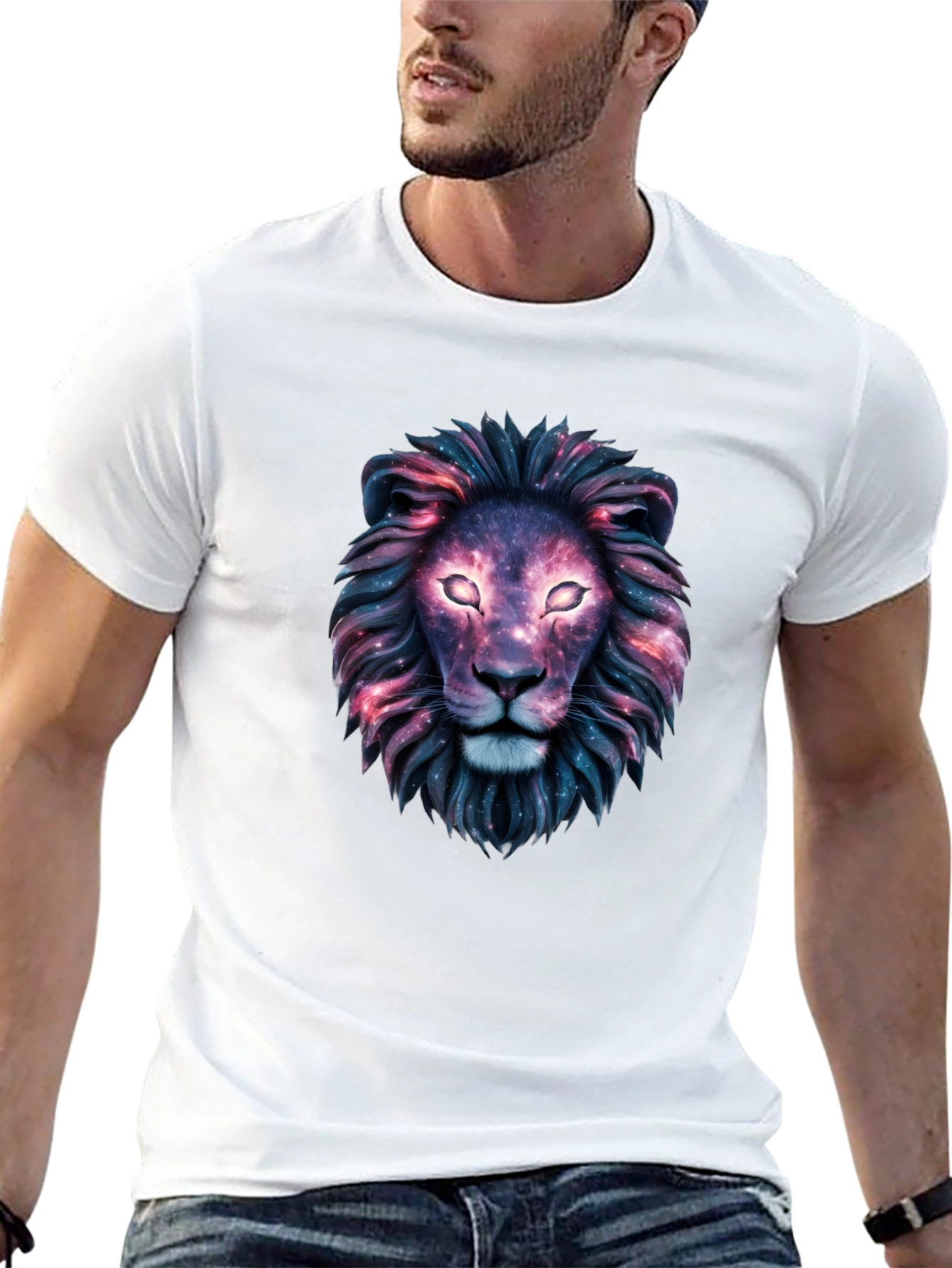 Black Galaxy Lion Graphic Tee - Cosmic Style view 13