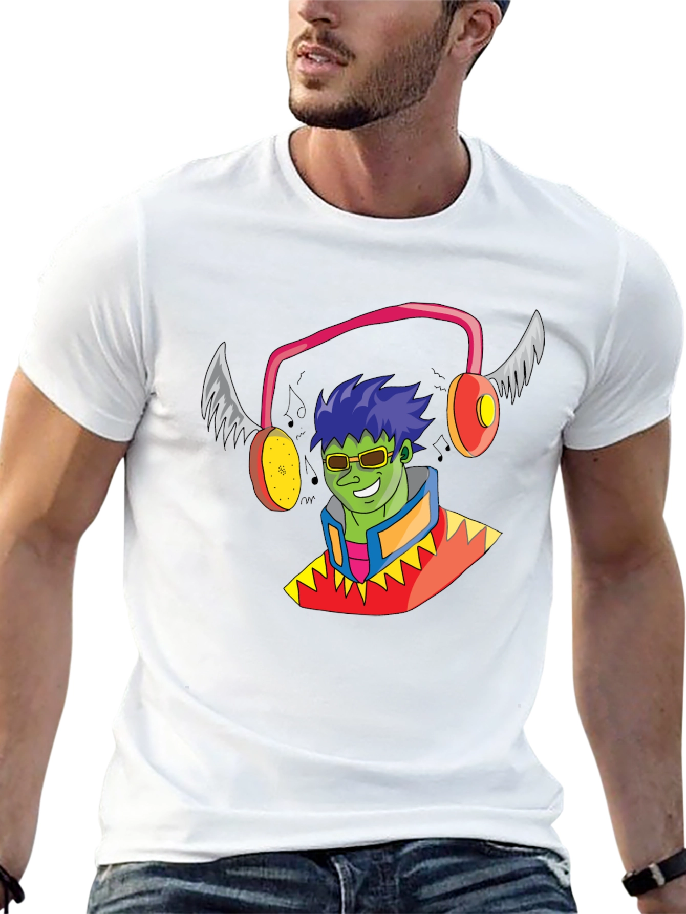 Black Funky Cartoon Character Black T-Shirt view 13