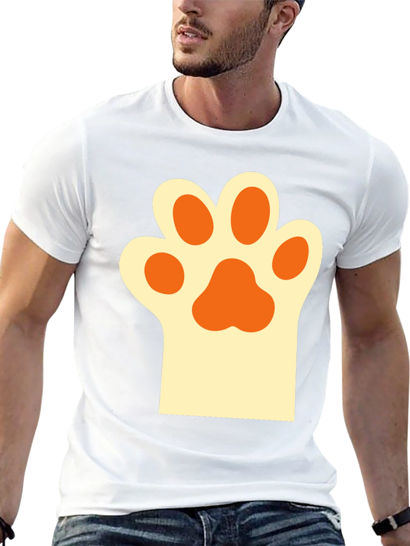 Black Cute Cat Paw Print T-Shirt view 13