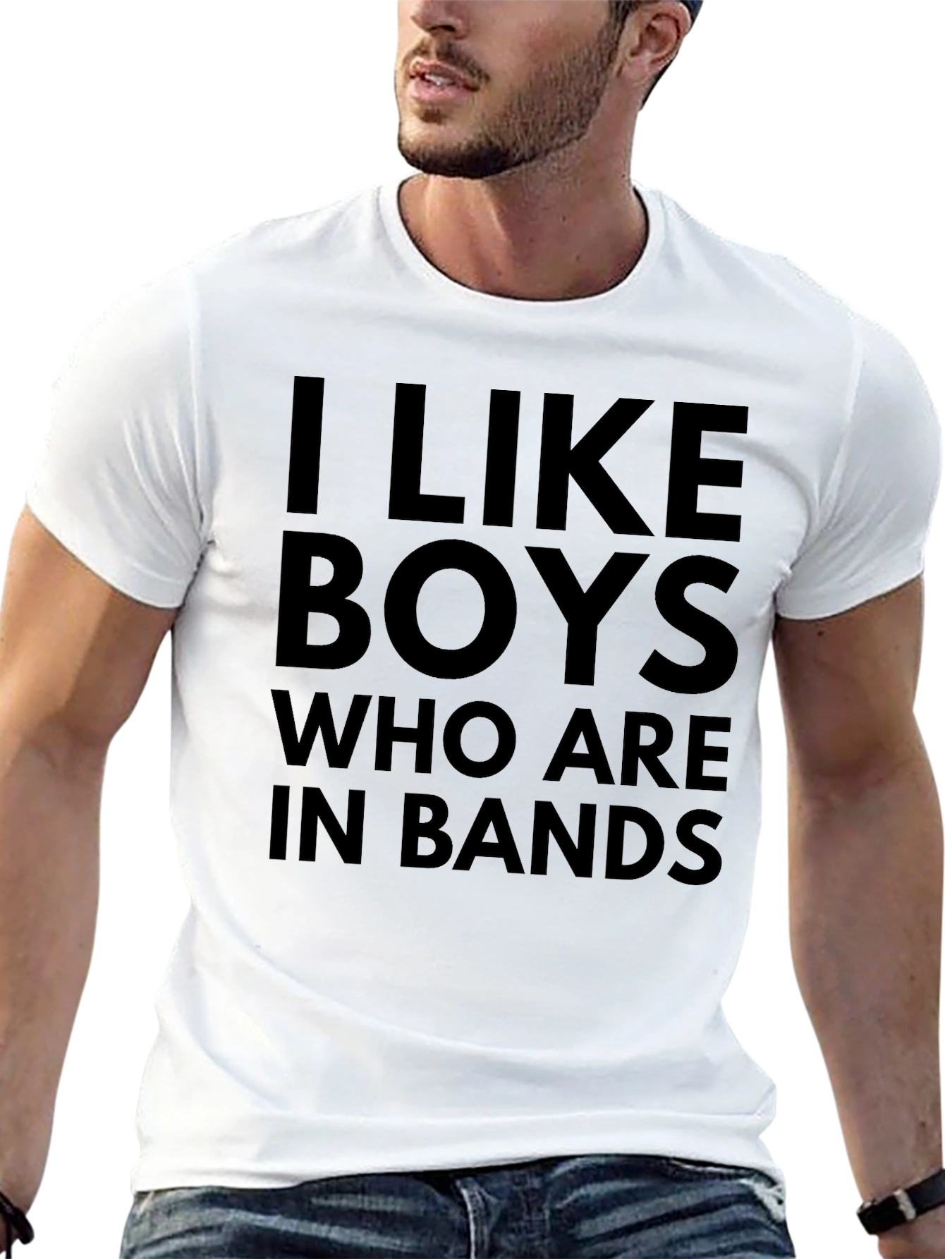 Black I Like Boys Who Are In Bands Black T-Shirt view 13