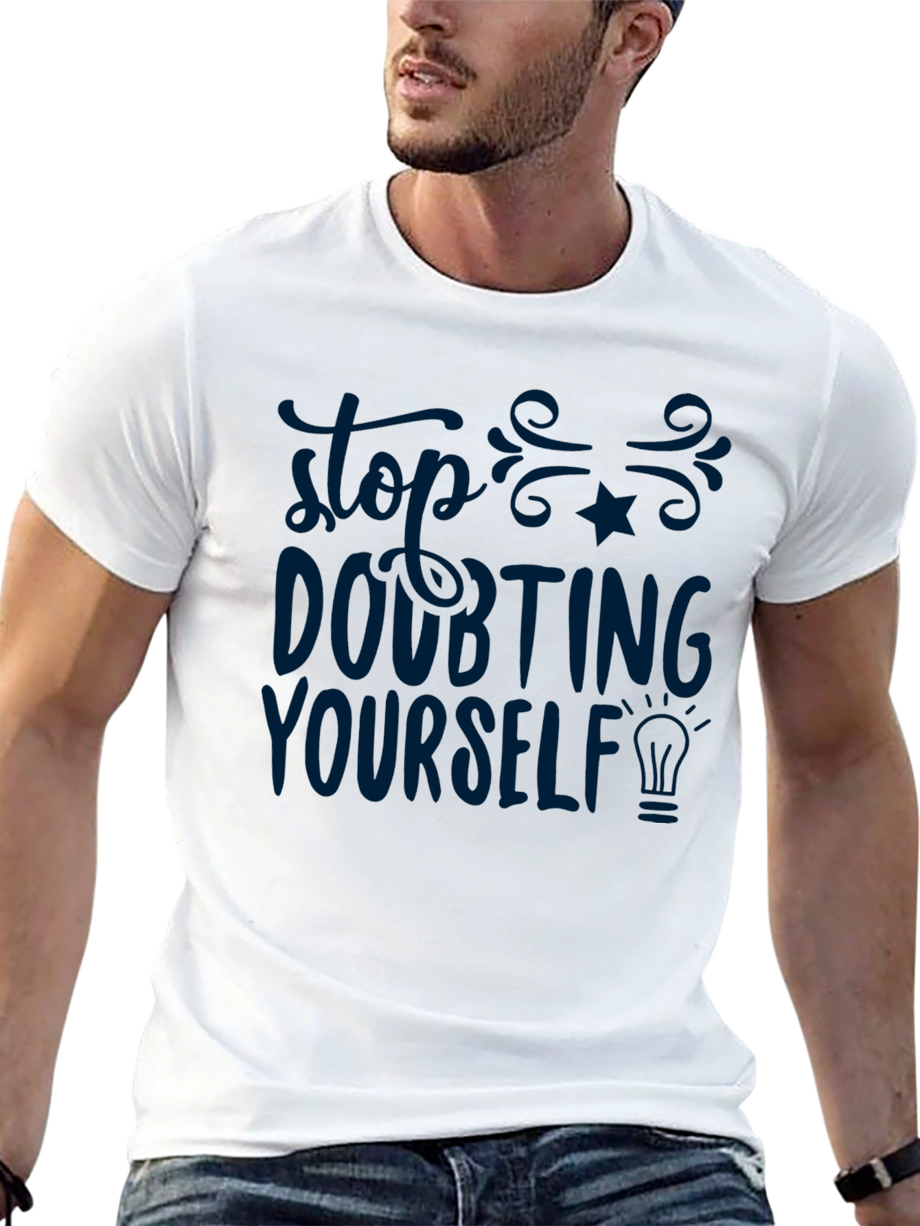 Black Inspirational T-Shirt - Stop Doubting Yourself view 13