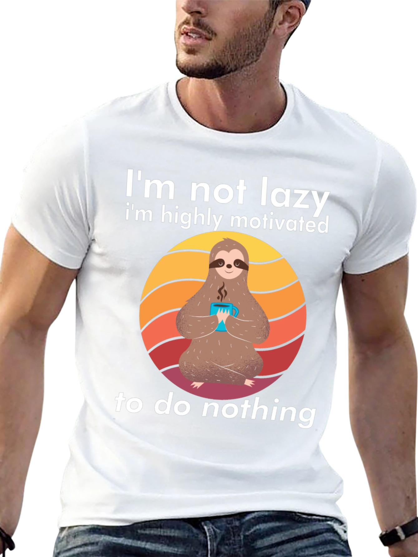 Black Lazy Sloth Graphic Tee - Highly Motivated to do Nothing! view 13