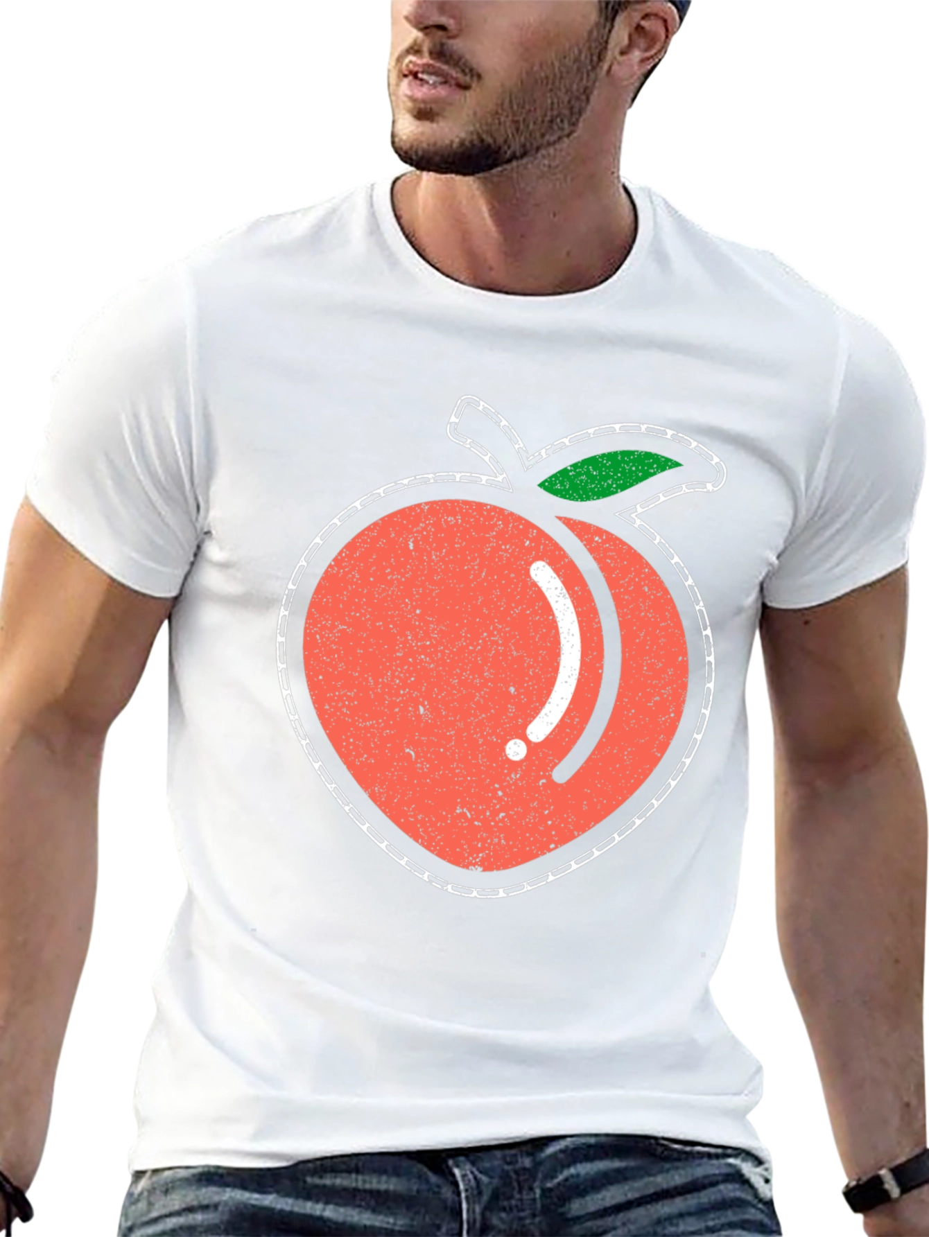 Black Peach Graphic Tee - Black Cotton T-Shirt view 13