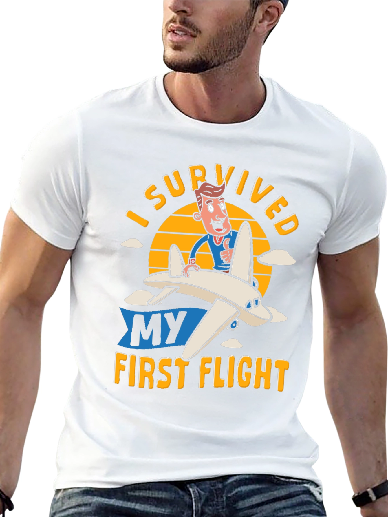 Black I Survived My First Flight T-Shirt view 13
