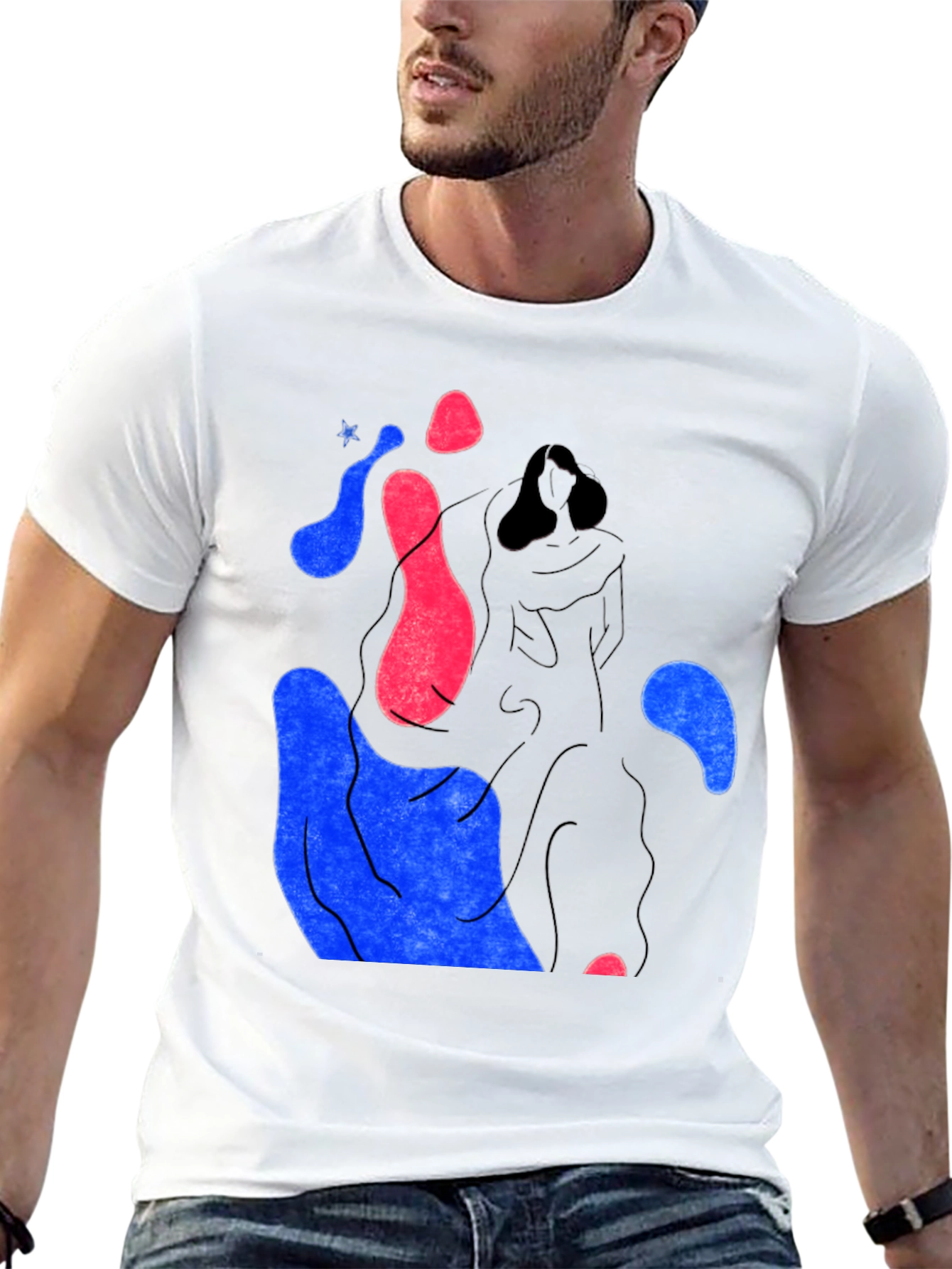 Black Abstract Graphic Print Crew Neck T-Shirt view 13