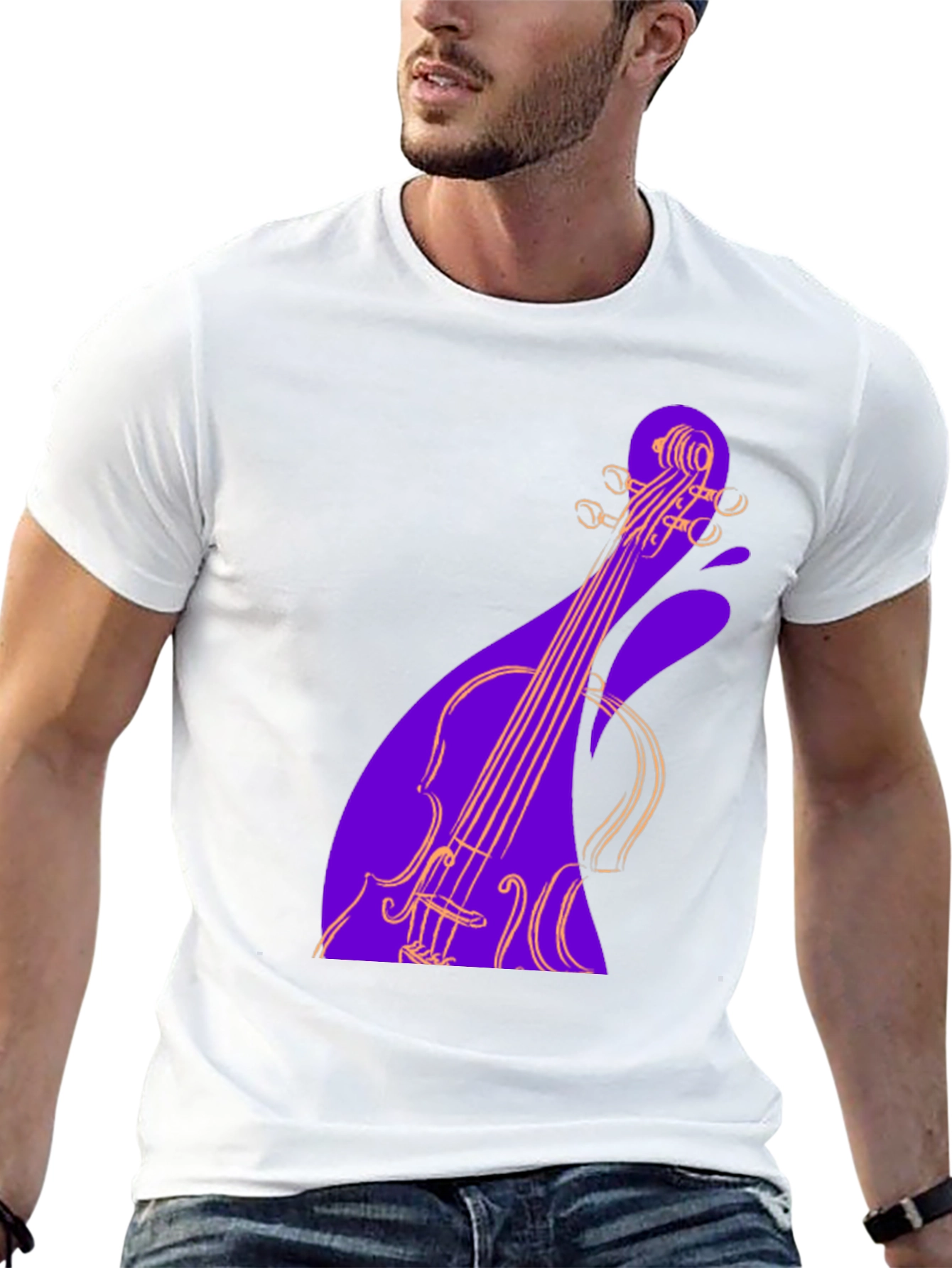 Black Abstract Violin Graphic Tee - Black view 13