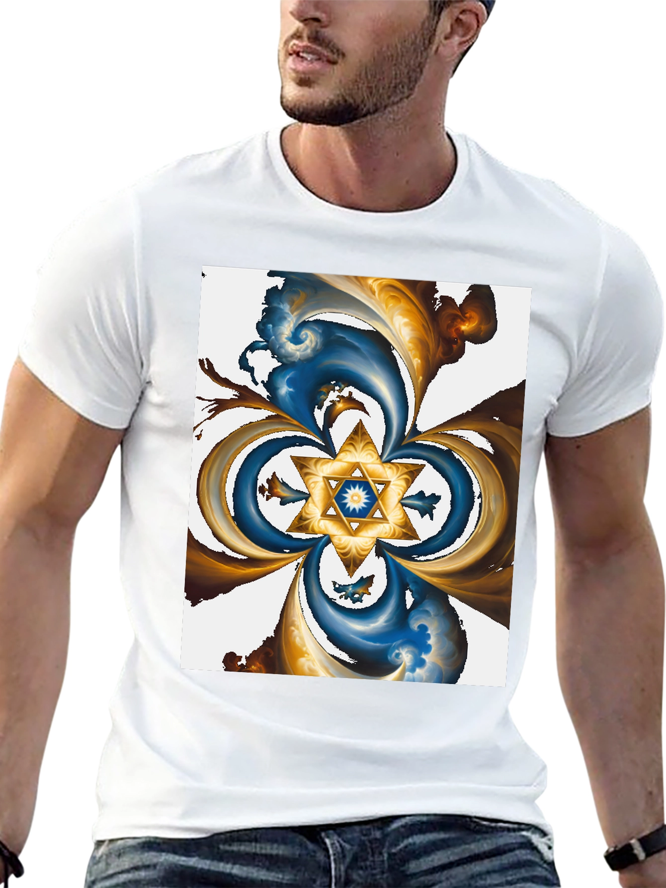 Abstract Star Graphic Tee - Black - 13