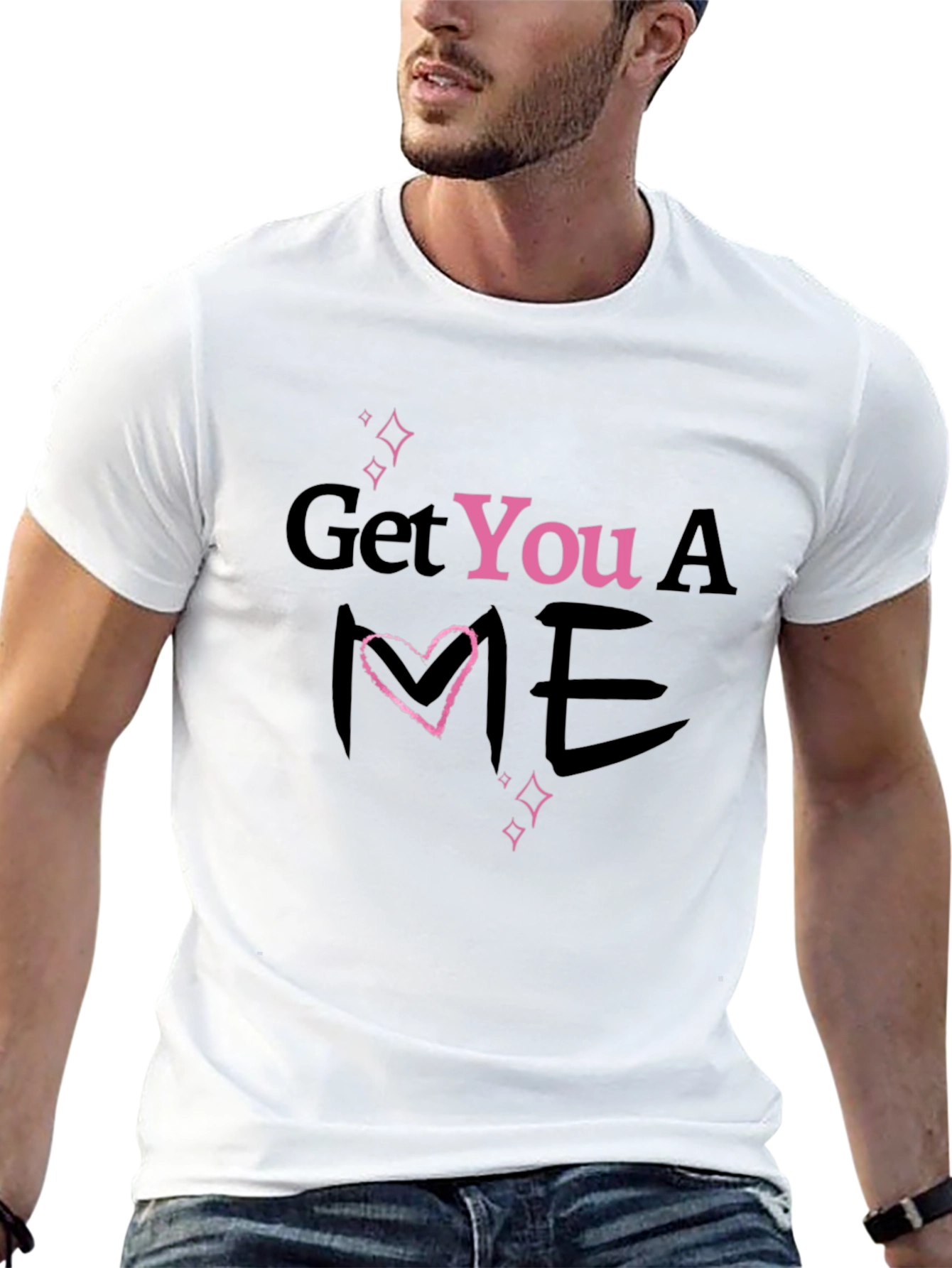 Black Get You A Me Heart T-Shirt - Trendy Graphic Tee view 13