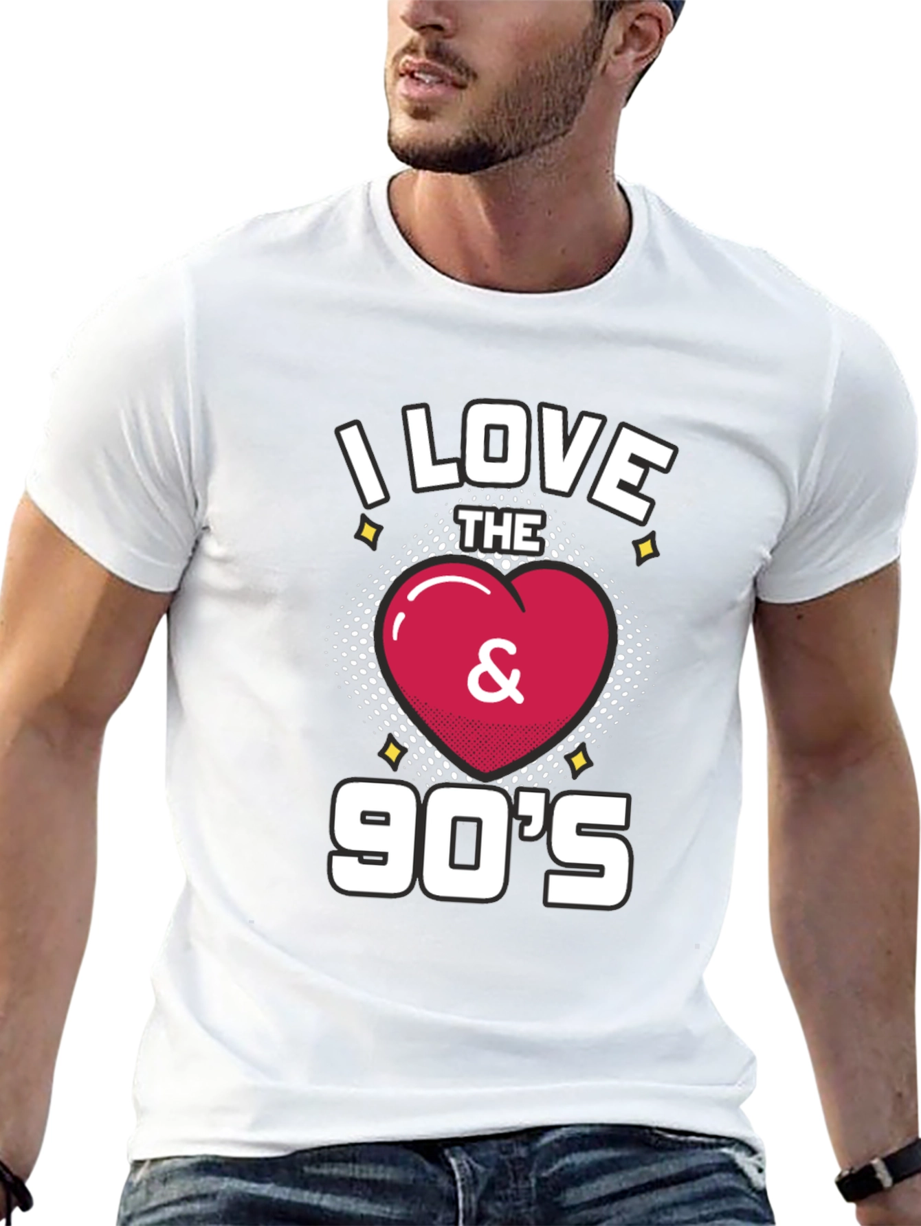 Black I Love the 90's Retro Graphic T-Shirt view 13