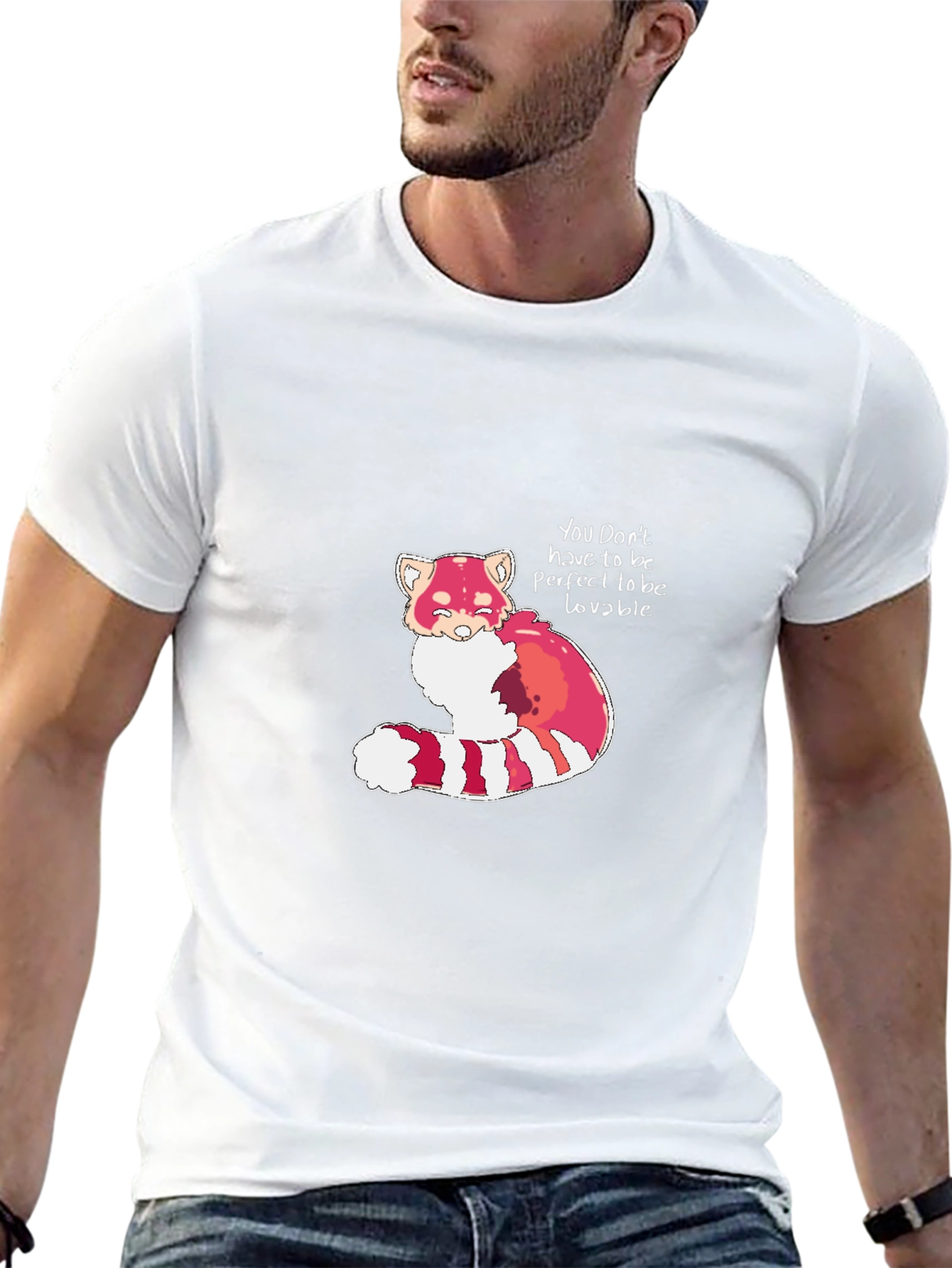 Black Red Panda 'Lovable' Black T-Shirt view 13