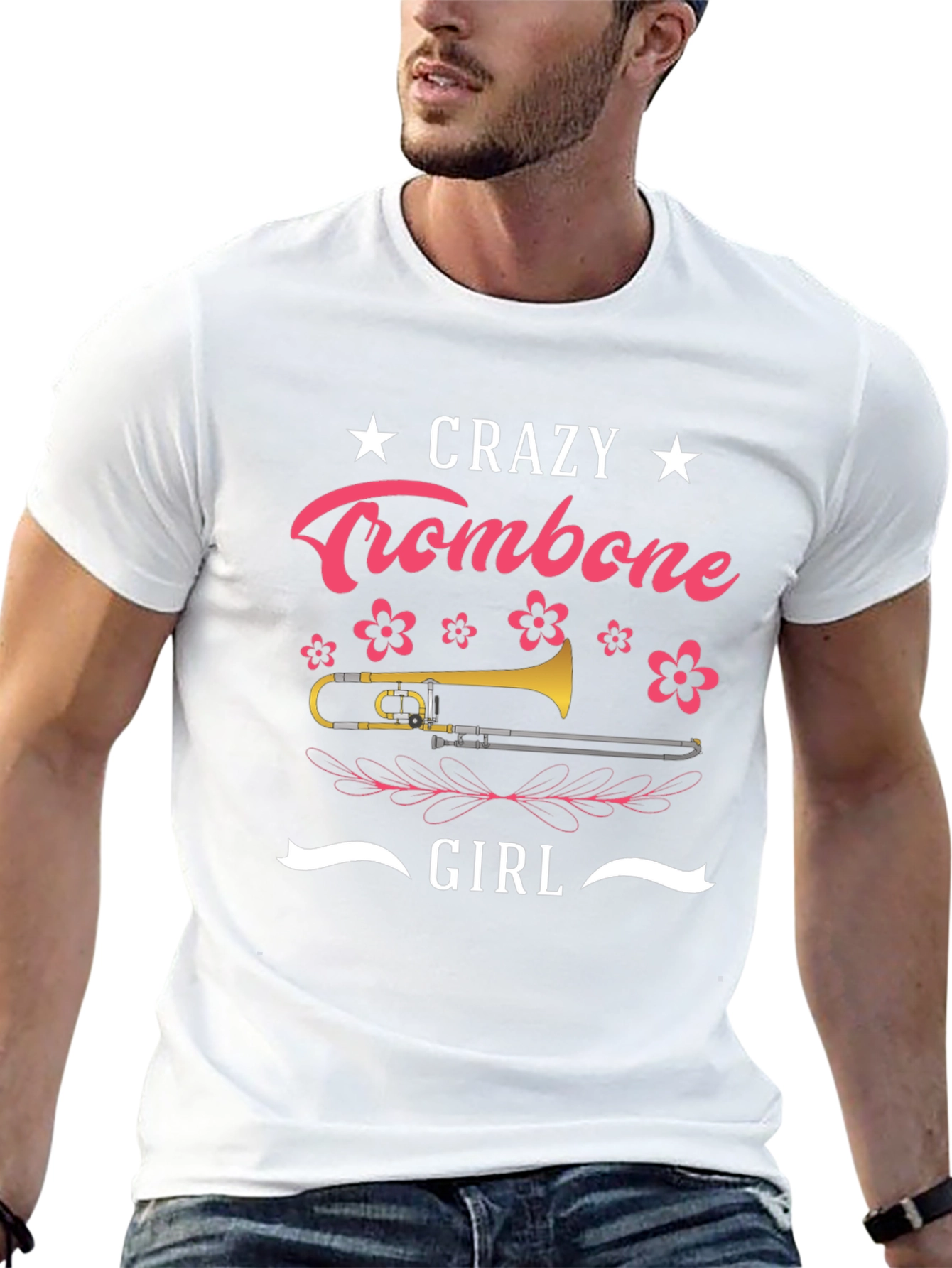 Crazy Trombone Girl Black T-Shirt - 13