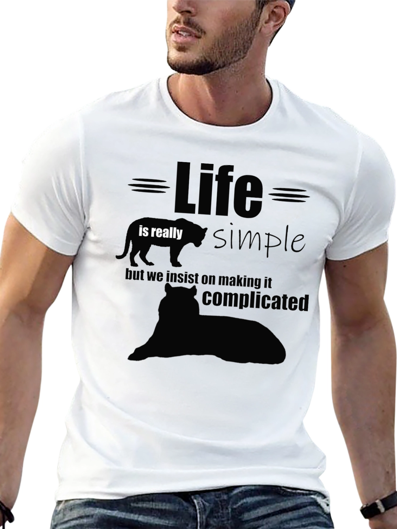 Black Life Is Simple Graphic T-Shirt - Black view 13