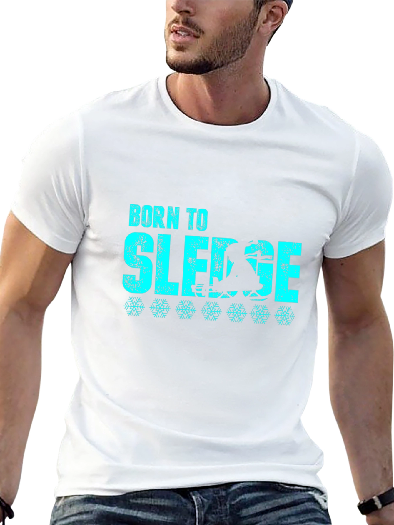 Black Born to Sledge T-Shirt - Winter Fun! view 13