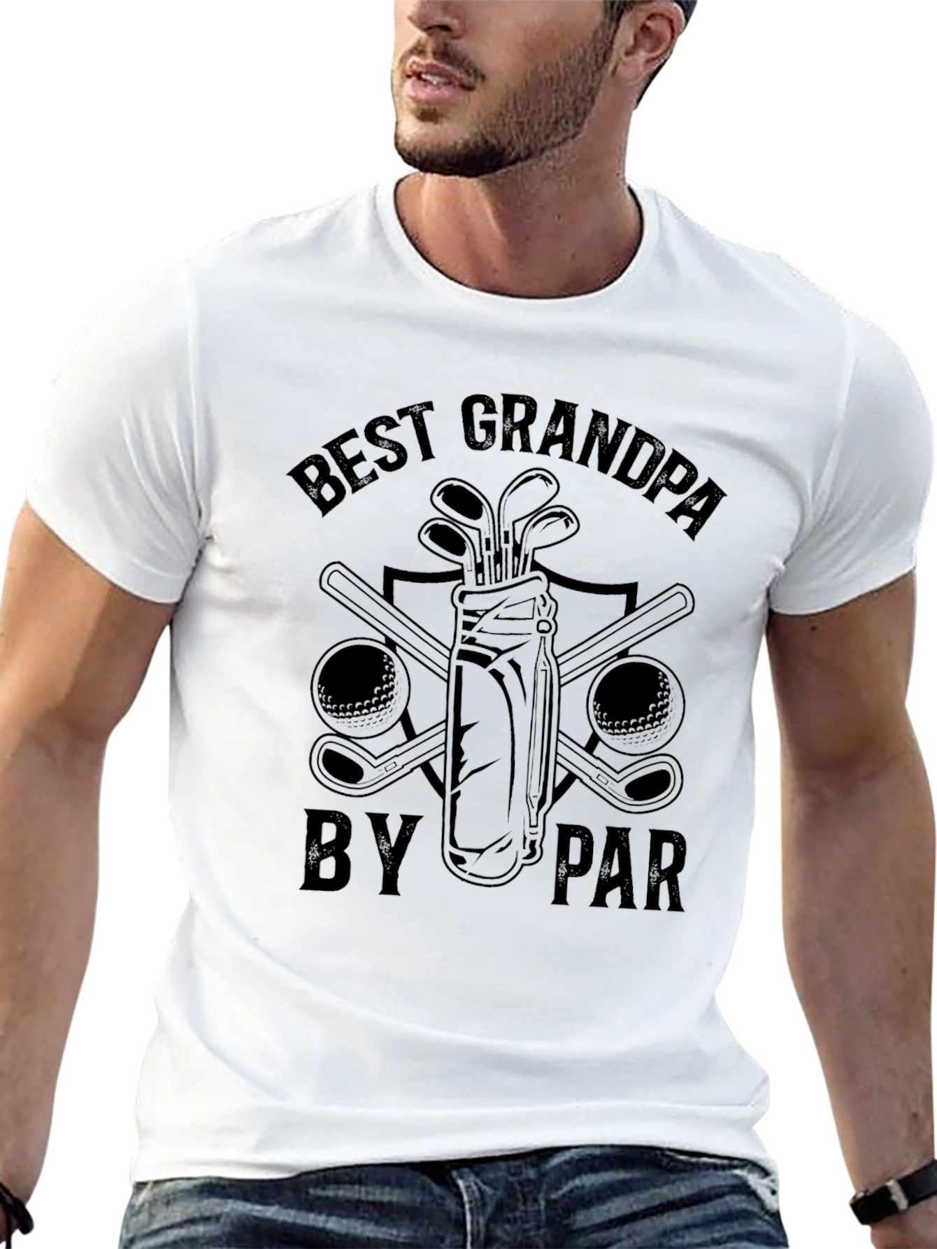 Black Best Grandpa By Par Golf T-Shirt view 13