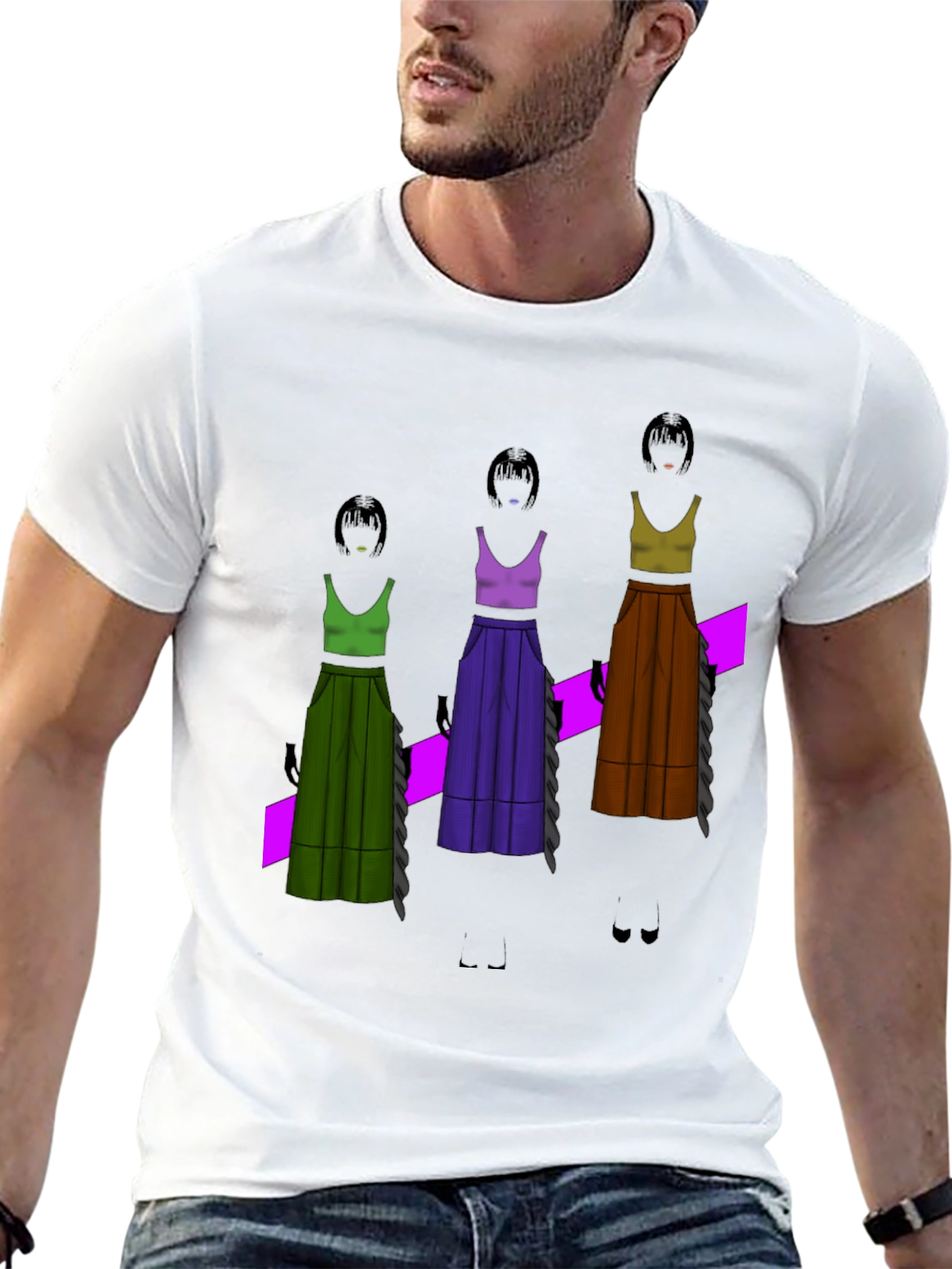 Black Unique Graphic T-Shirt - Fashion Illustration view 13