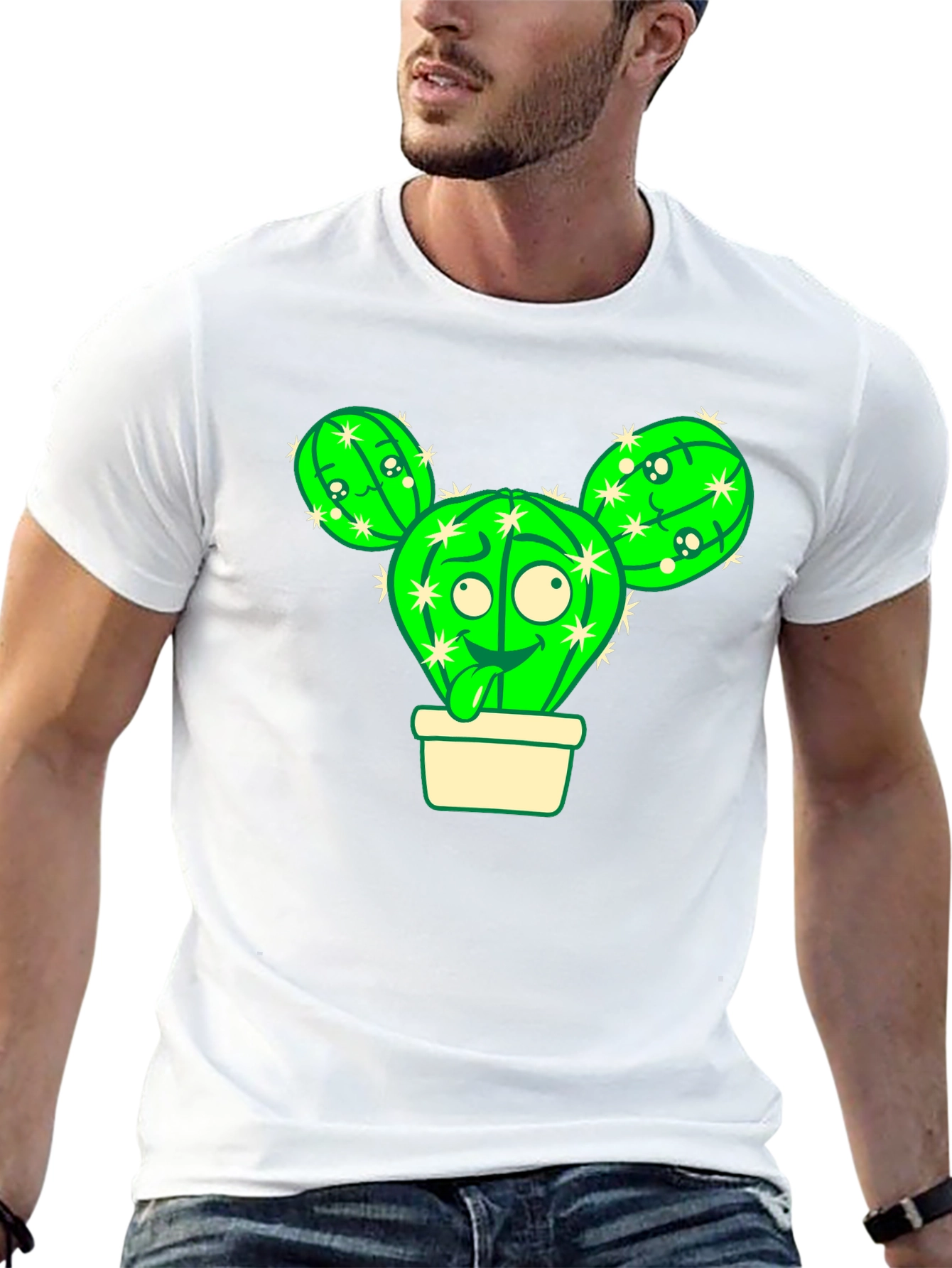 Black Cartoon Cactus T-Shirt view 13
