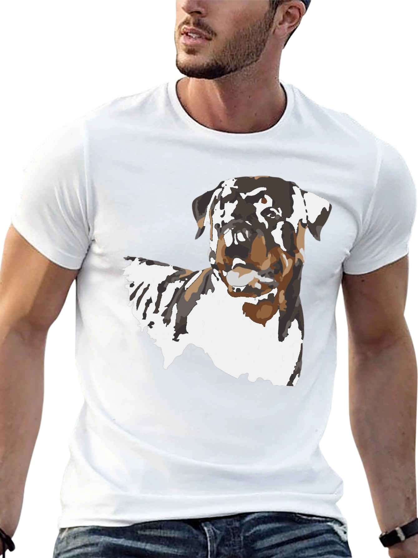 Black Rottweiler Dog Graphic Black T-Shirt view 13