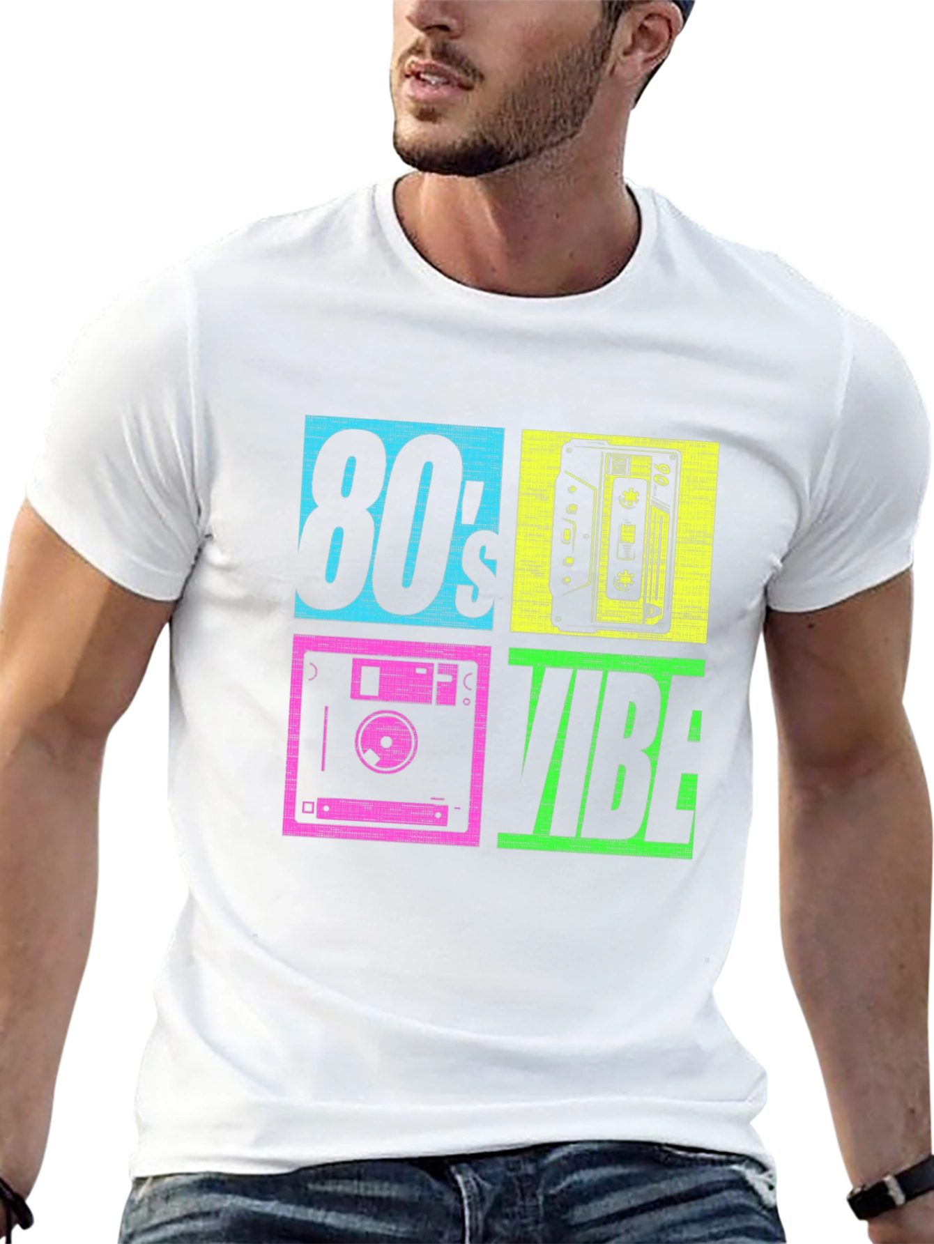 Black 80's Vibe Retro Graphic Tee view 13