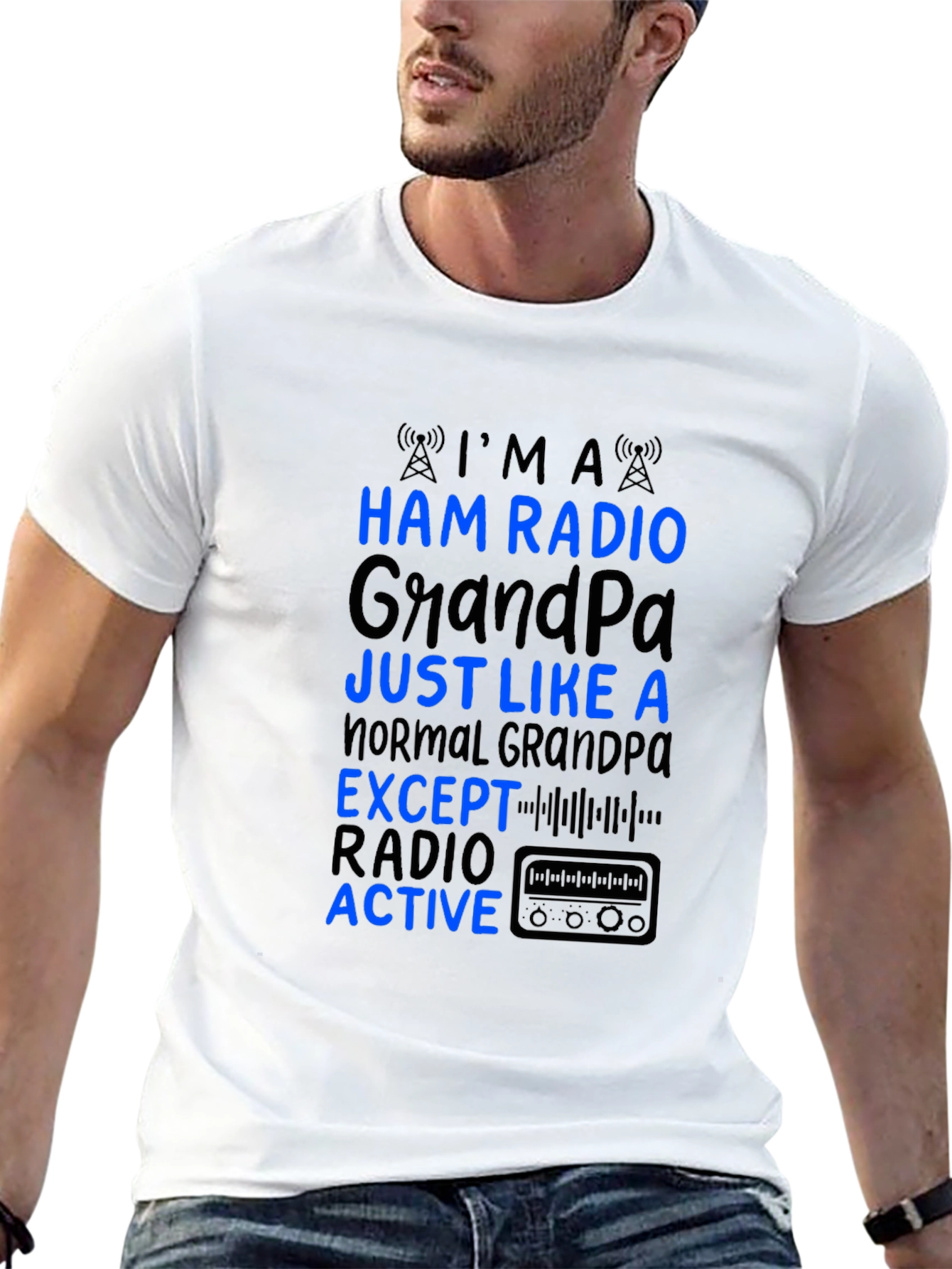 Black Ham Radio Grandpa T-Shirt - Active Radio Lover view 13