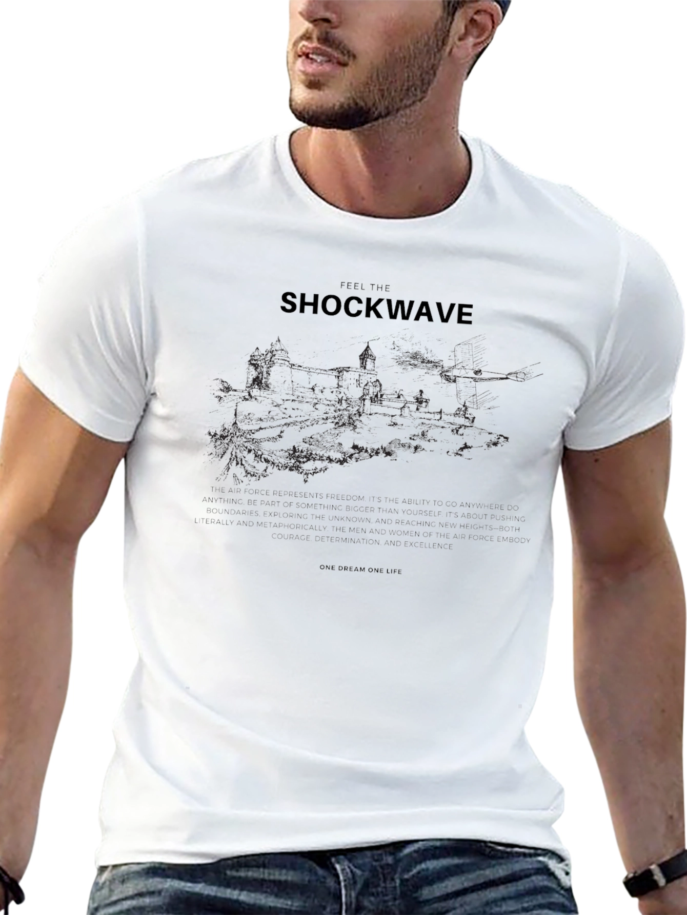 Black Shockwave Graphic Print Black Tee view 13