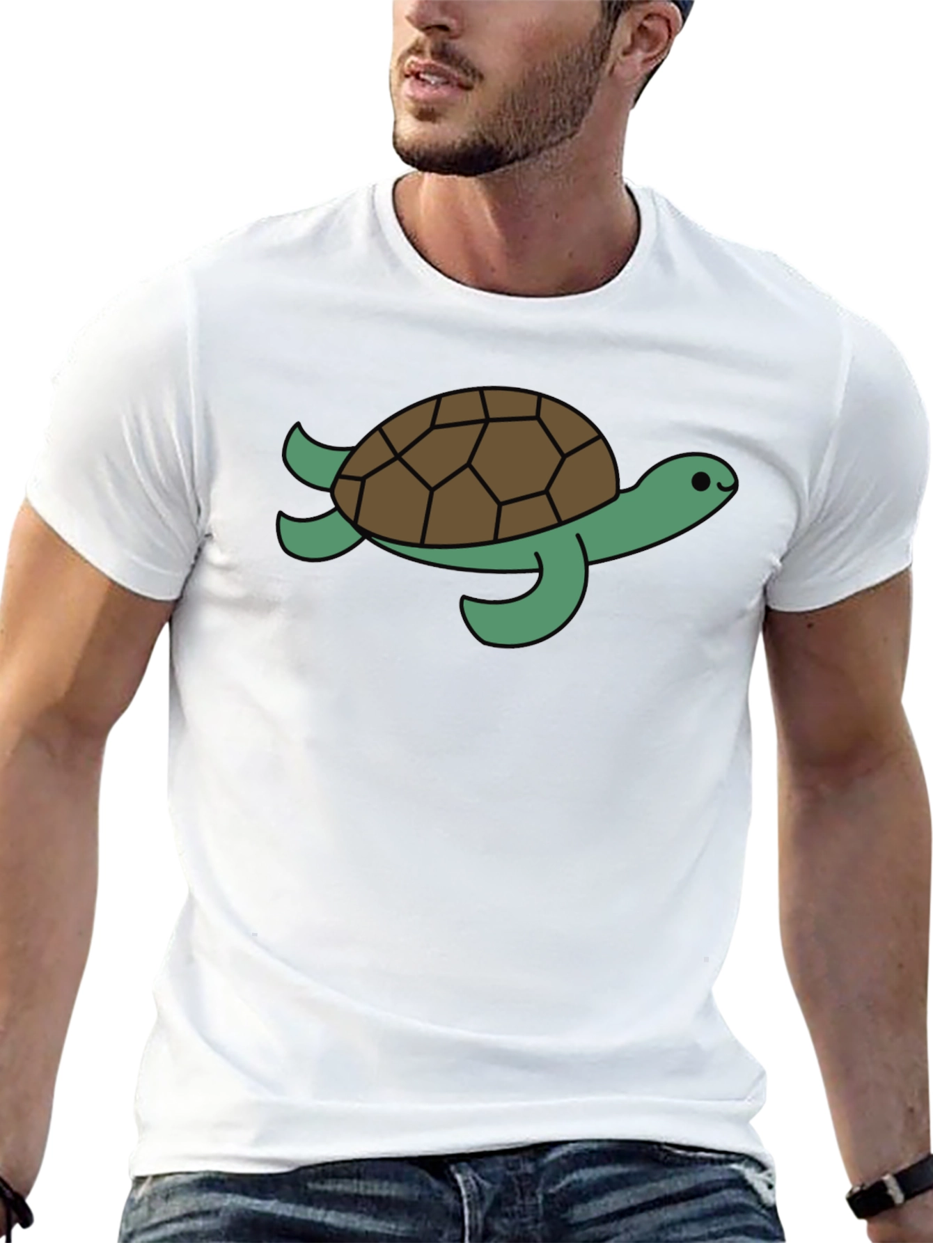 Black Sea Turtle Graphic Tee - Black Cotton T-Shirt view 13